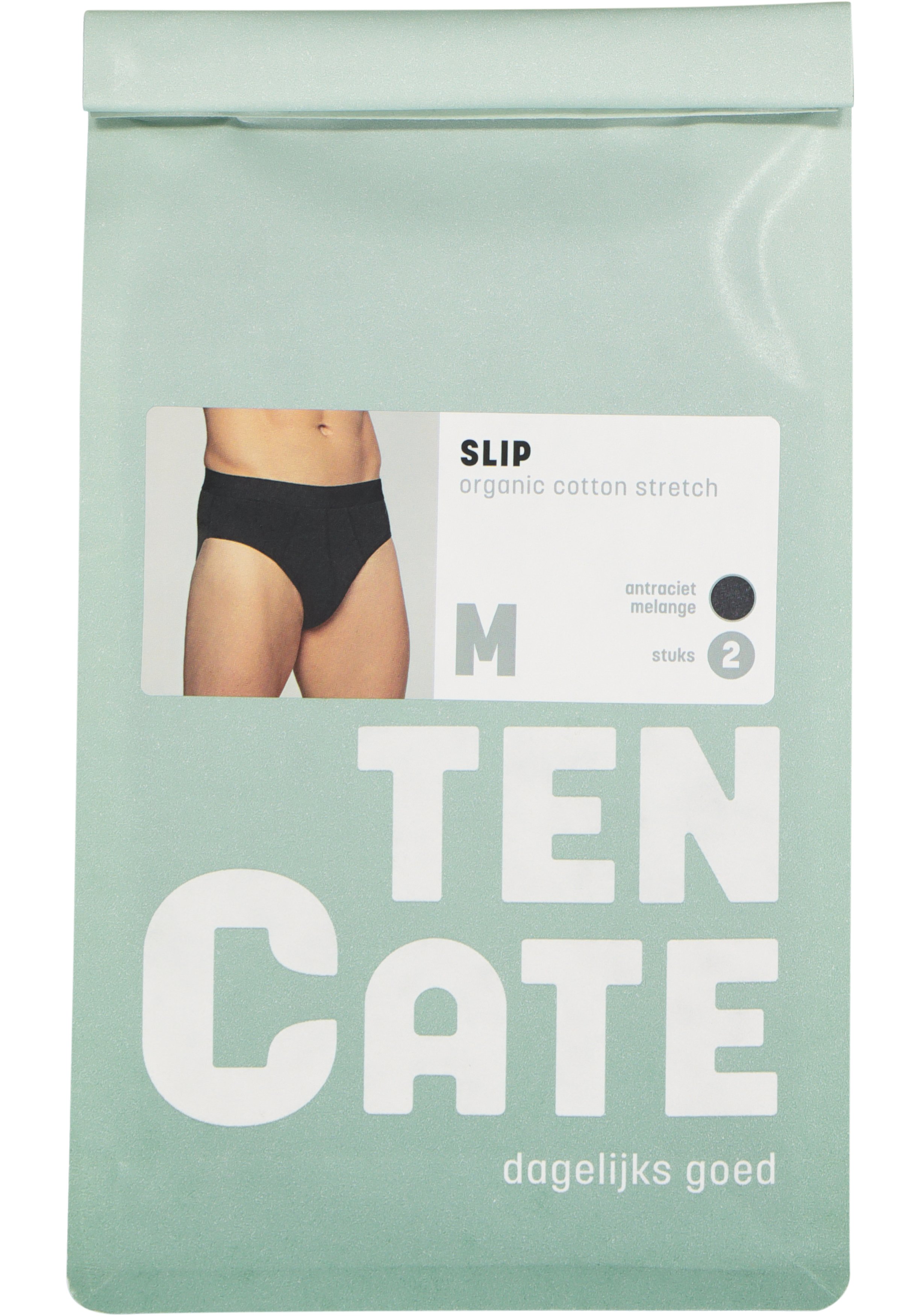 TEN CATE Basics men slip (2-pack), heren sportslips, antraciet grijs melange