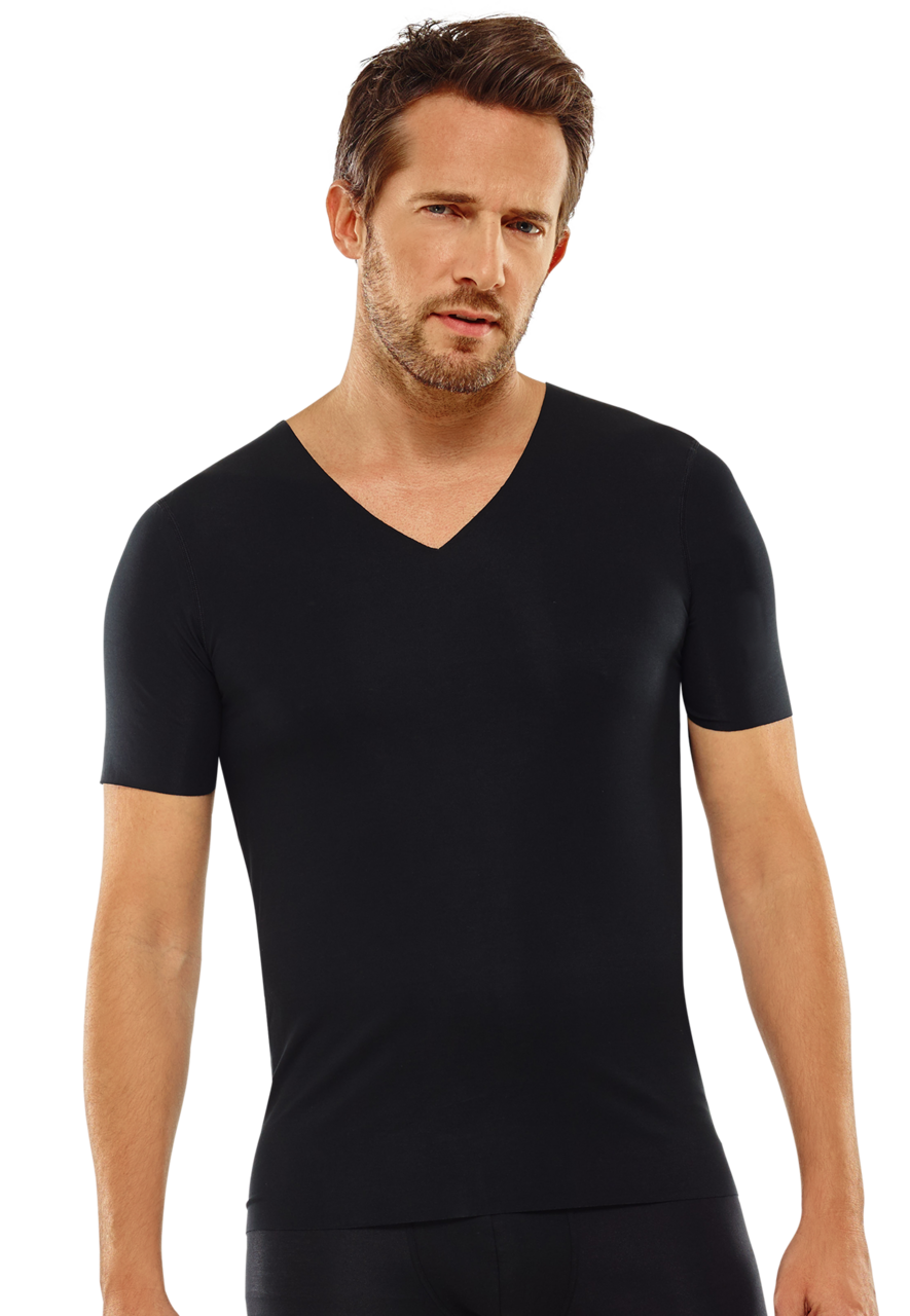 SCHIESSER Laser Cut T-shirt (1-pack), heren shirt korte mouwen zwart