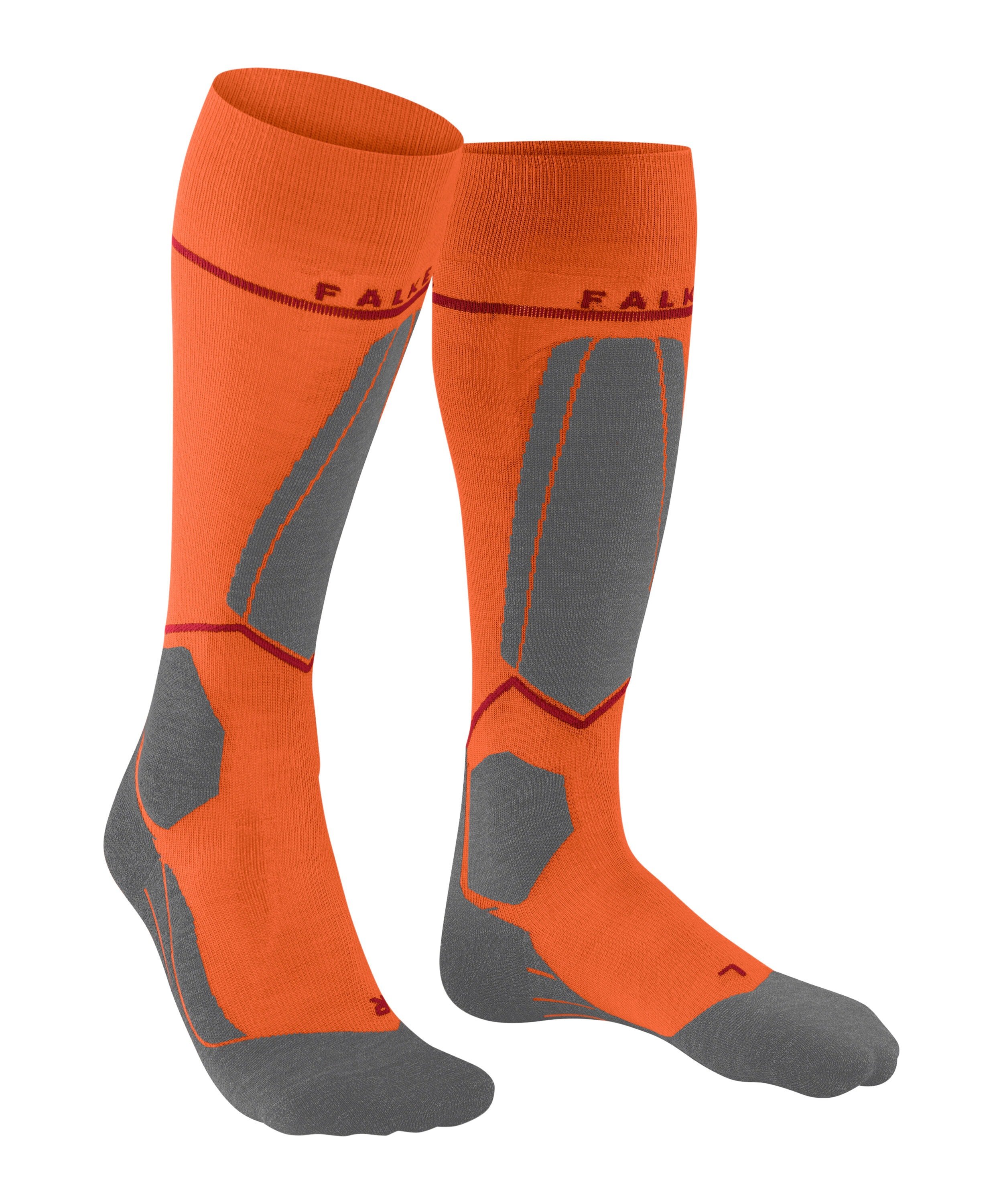 FALKE SK4 Advanced Compression Light heren skiing kniekousen, grijs (flash orange)