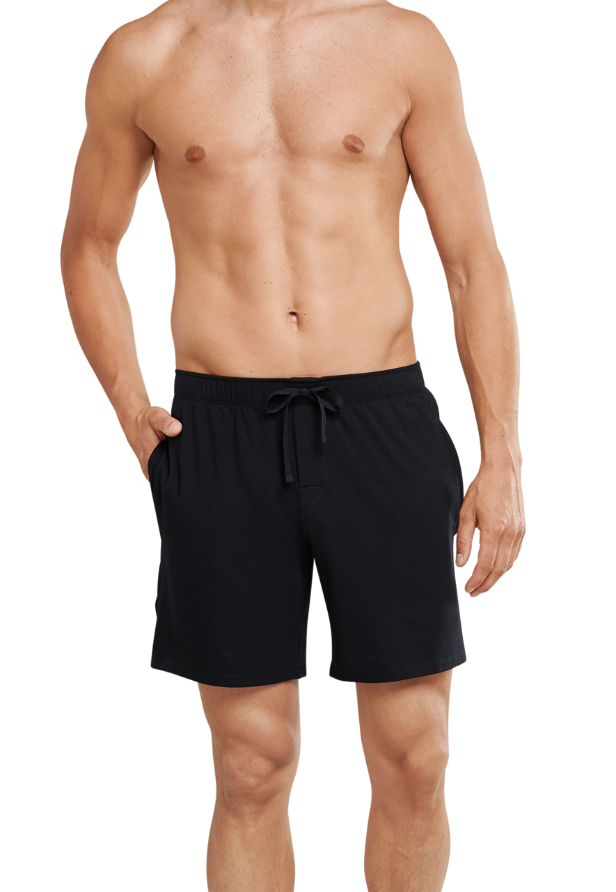 SCHIESSER Mix+Relax loungebroek kort, heren long boxer jersey zwart