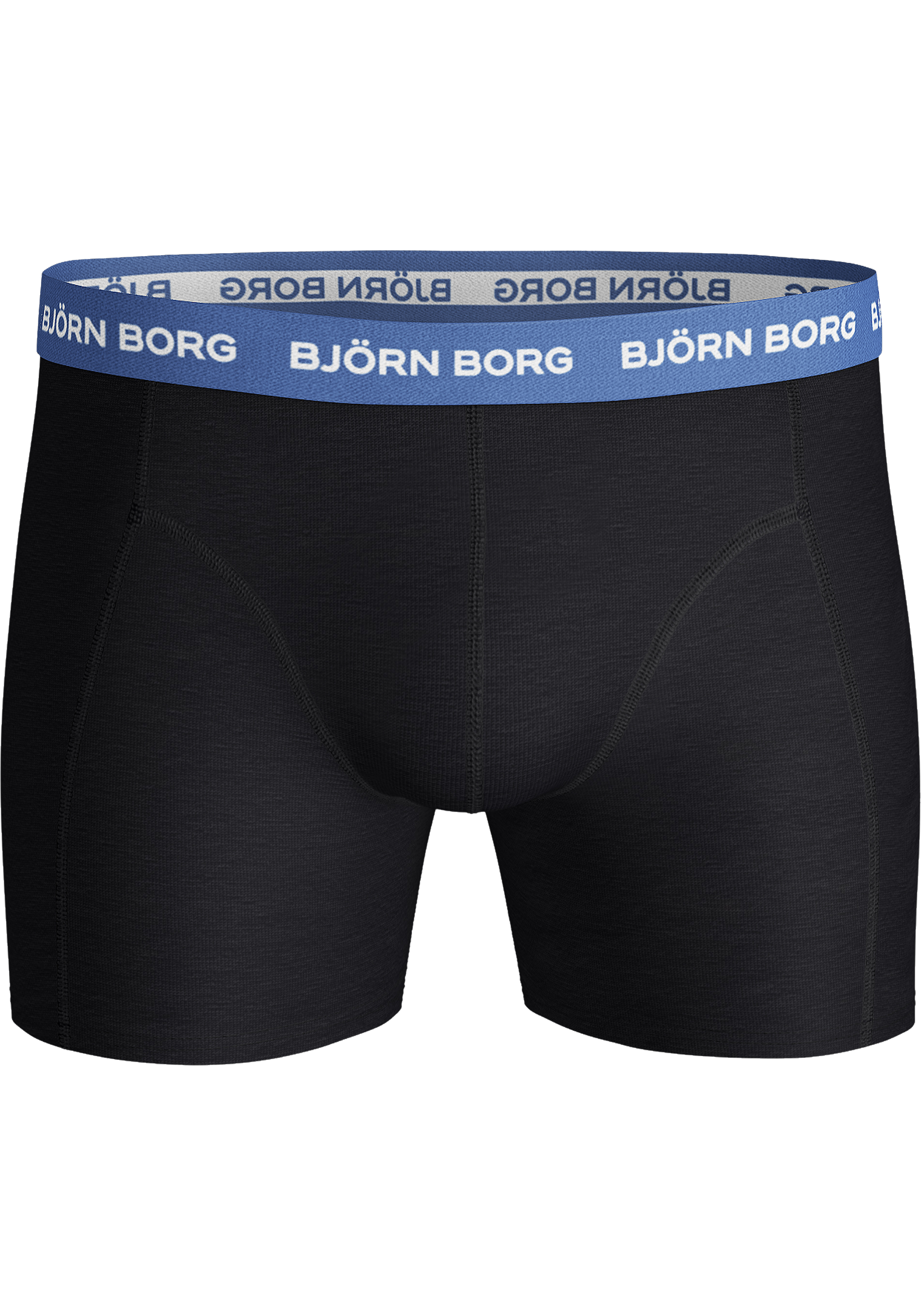 Bjorn Borg boxershorts Essential (3-pack), heren boxers normale lengte, zwart met gekleurde tailleband