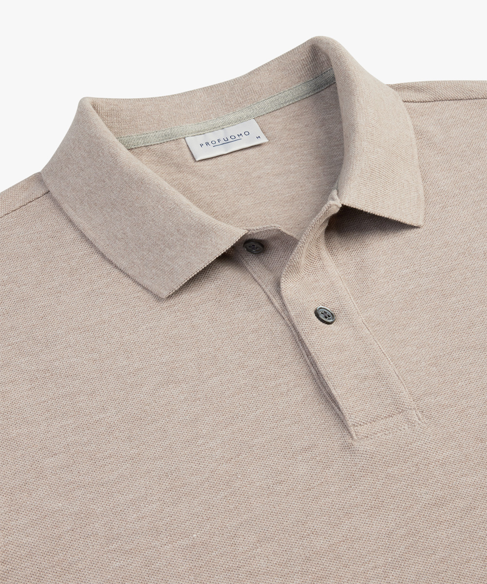 Profuomo slim fit heren polo, beige