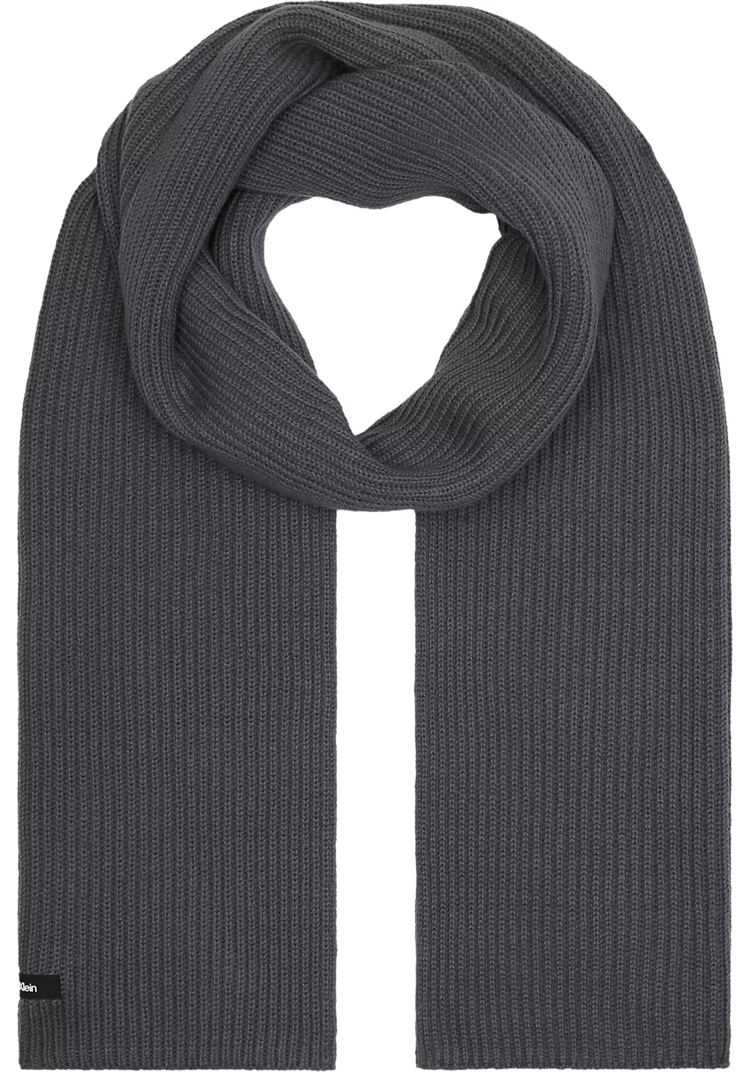 Calvin Klein sjaal, classic cotton rib scarf, staalgrijs