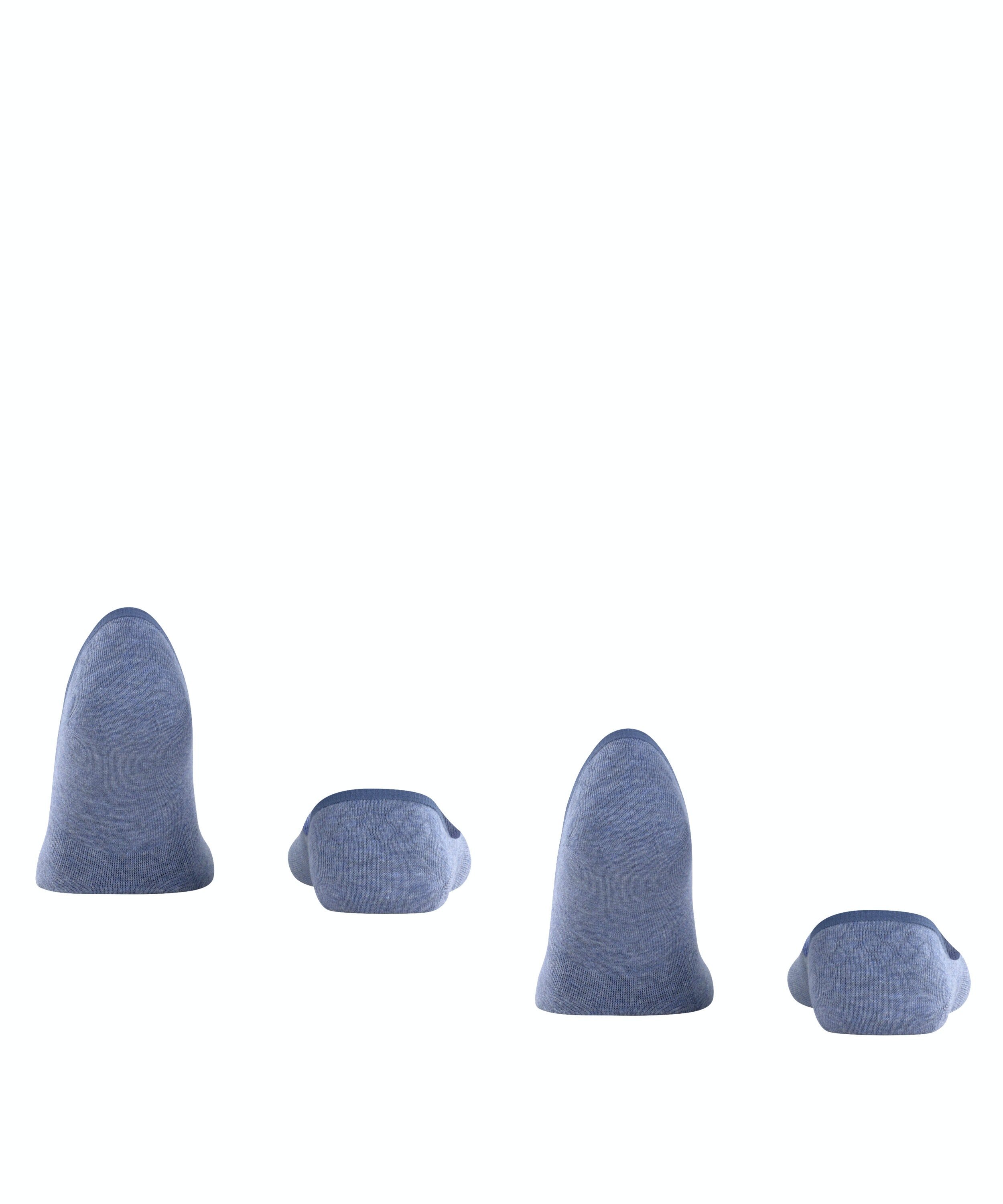 Burlington Everyday 2-Pack heren invisible sokken, blauw (light denim)