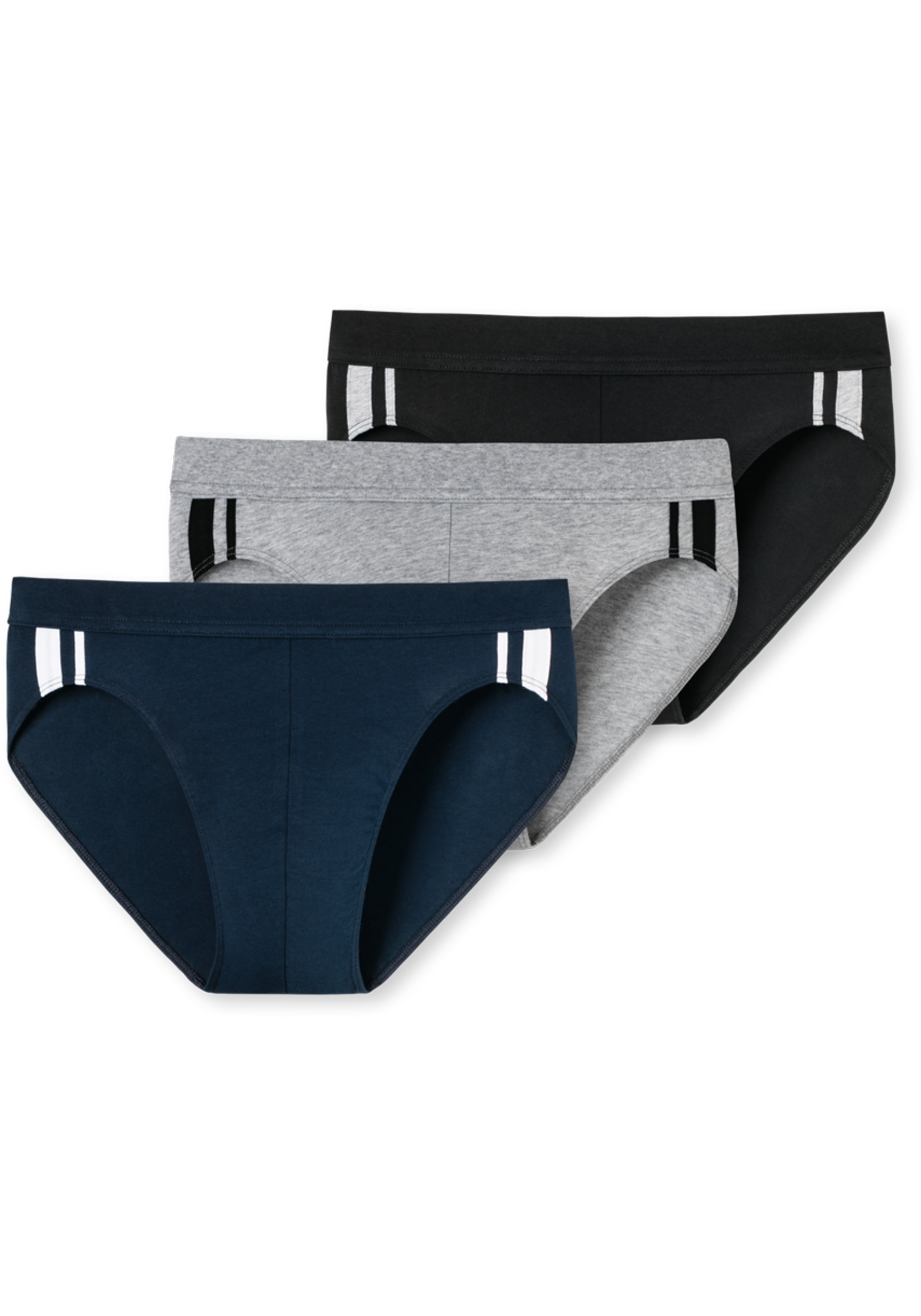 SCHIESSER 95/5 Stretch rio slips (3-pack), zwart, blauw en grijs