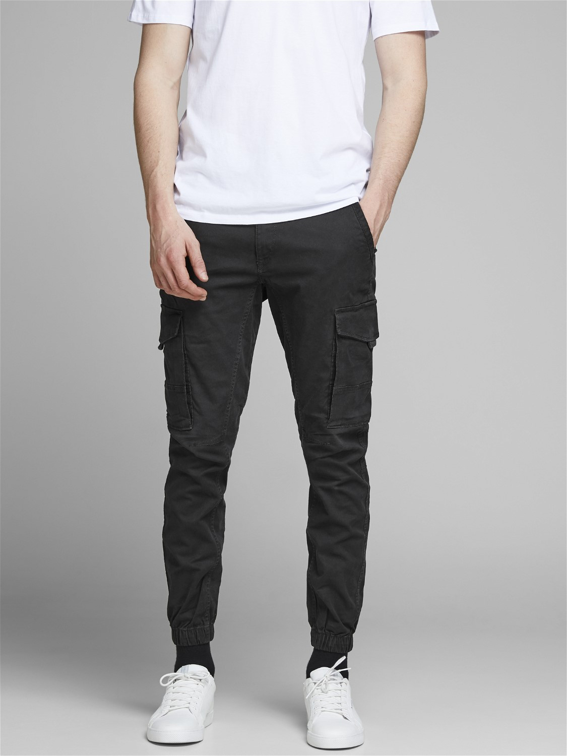 JACK & JONES Paul Lake Cargo loose fit, heren cargo broek, zwart