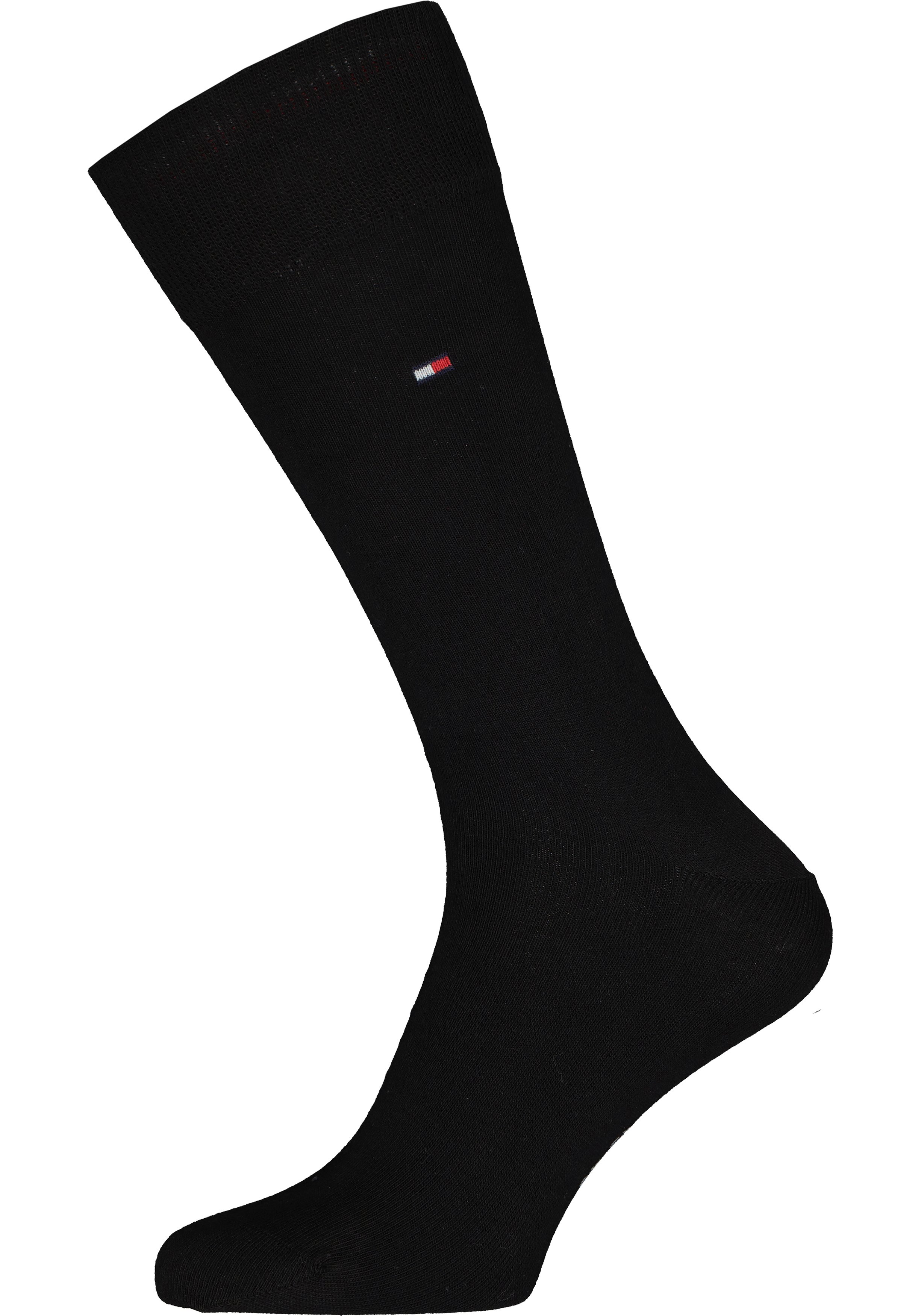 Tommy Hilfiger Rugby Stripe Socks (2-pack), herensokken katoen gestreept en uni, zwart met grijs