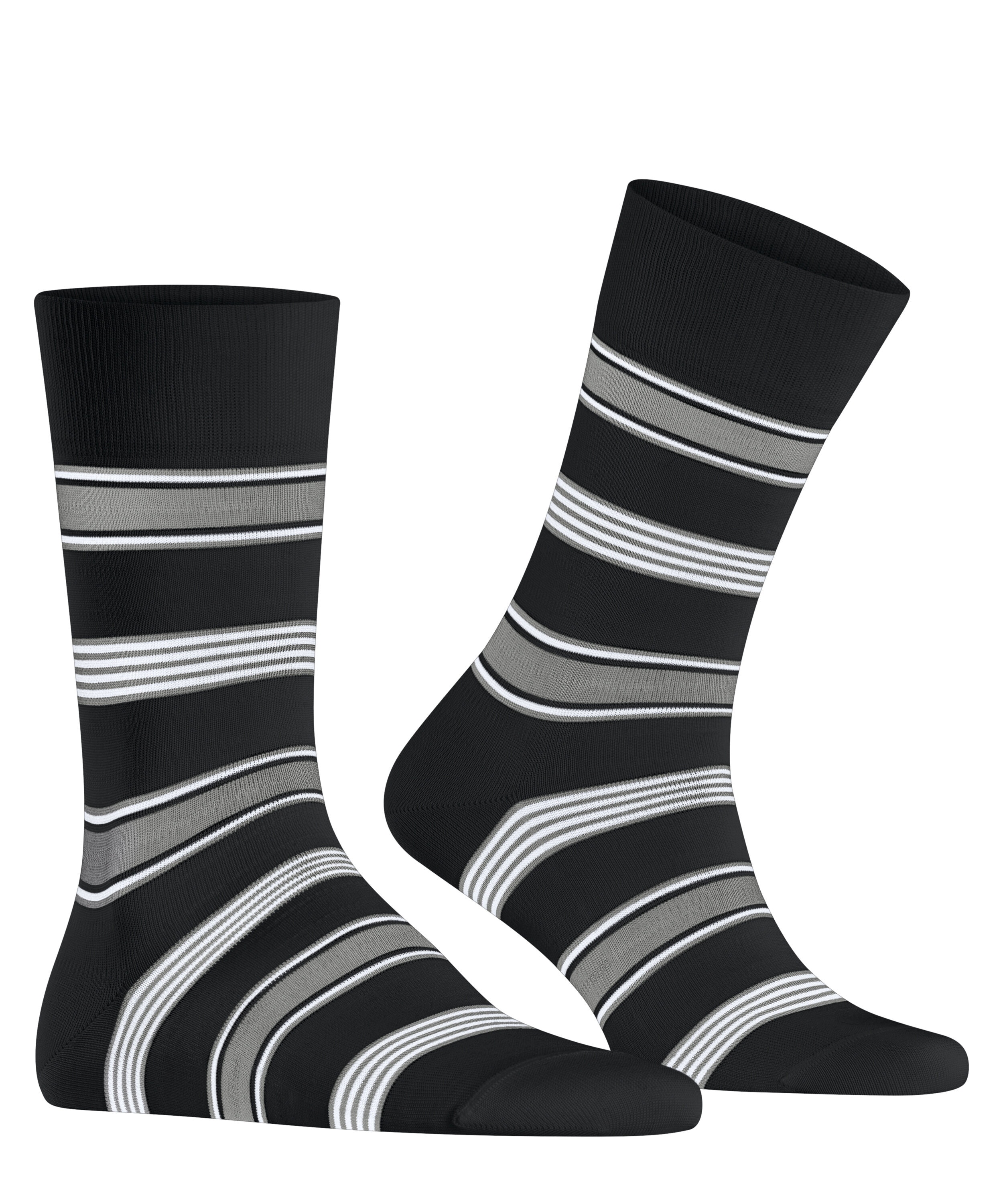 FALKE Marina Stripe herensokken, zwart (black)