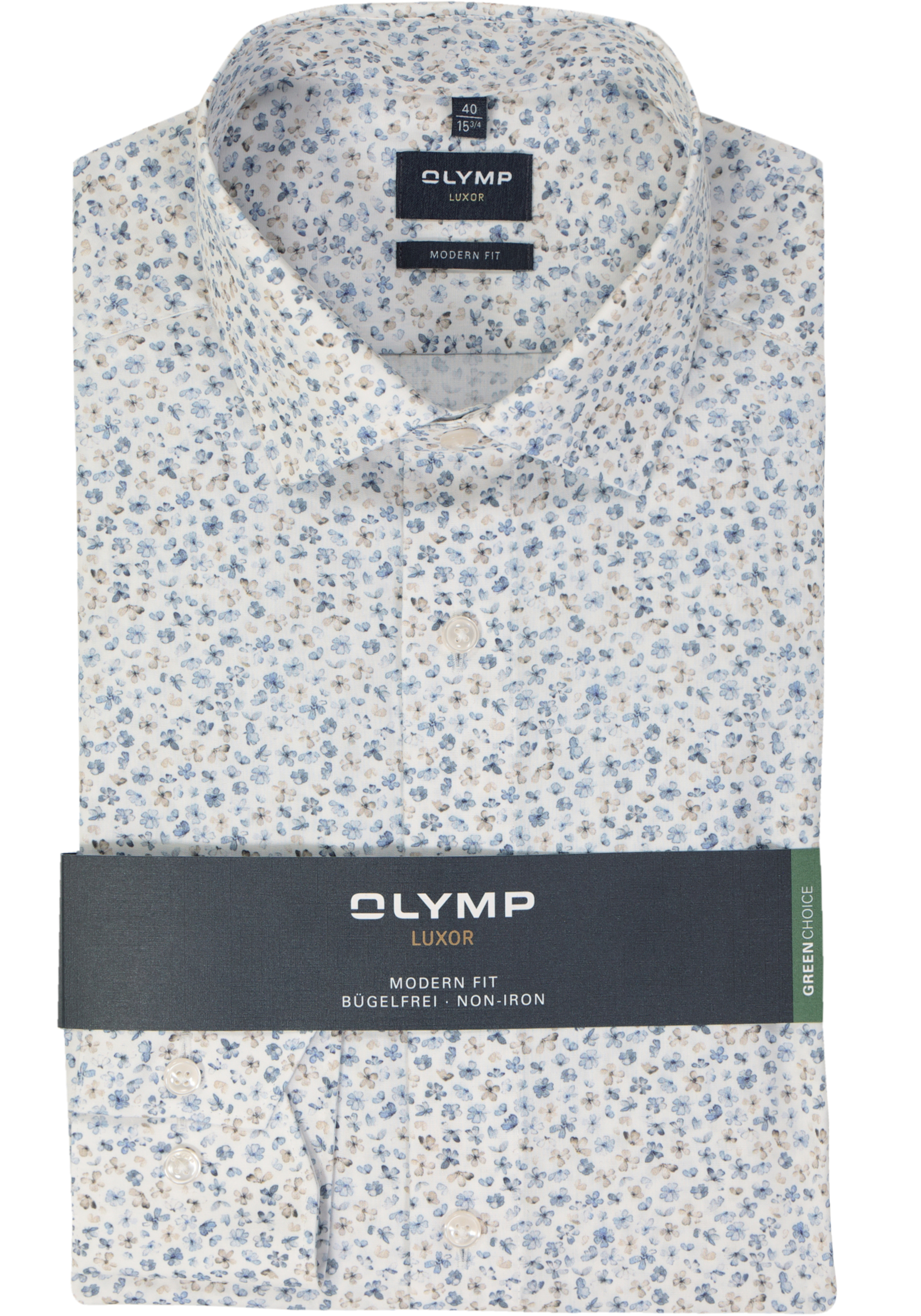 OLYMP modern fit overhemd, popeline, wit dessin