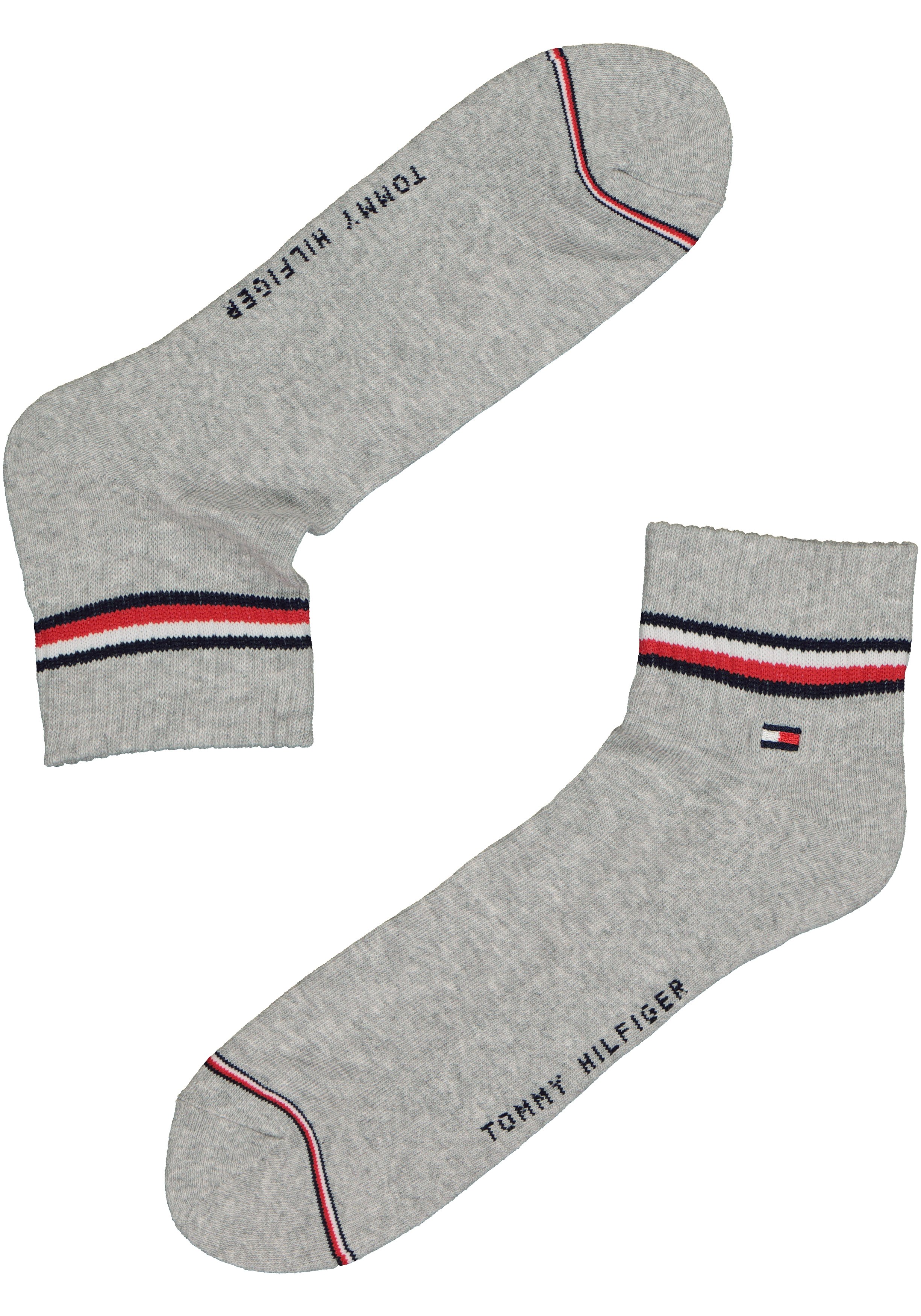 Tommy Hilfiger Iconic Quarter Socks (2-pack), heren sneaker sportsokken katoen, grijs