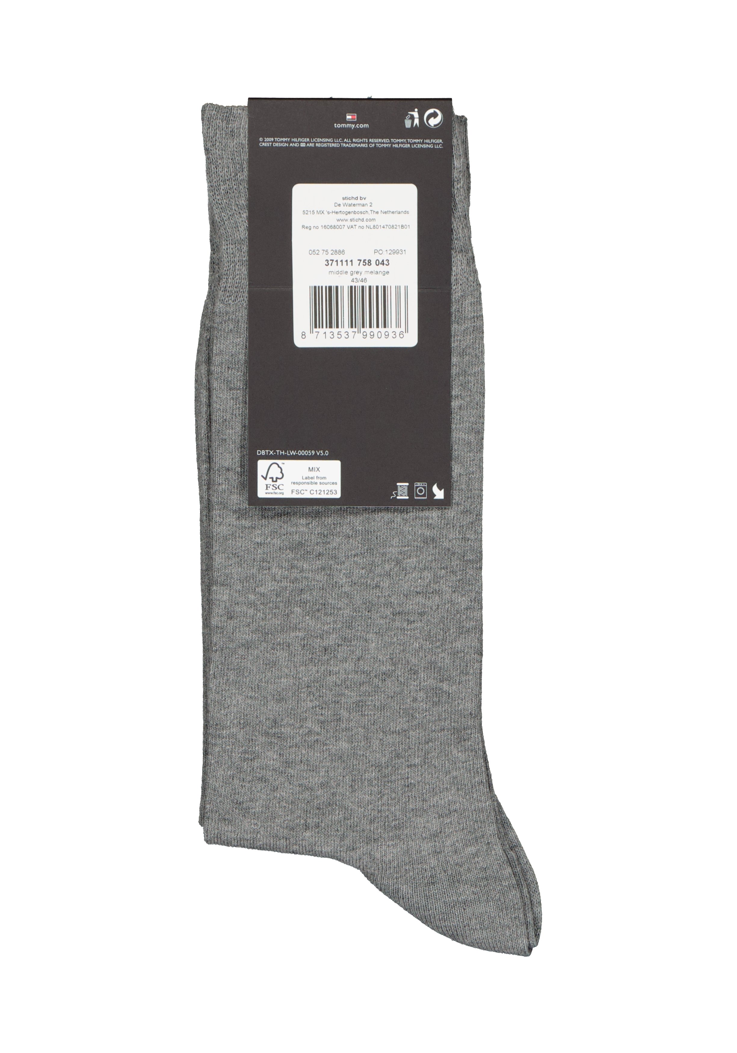 Tommy Hilfiger Classic Socks (2-pack), herensokken katoen, grijs melange 