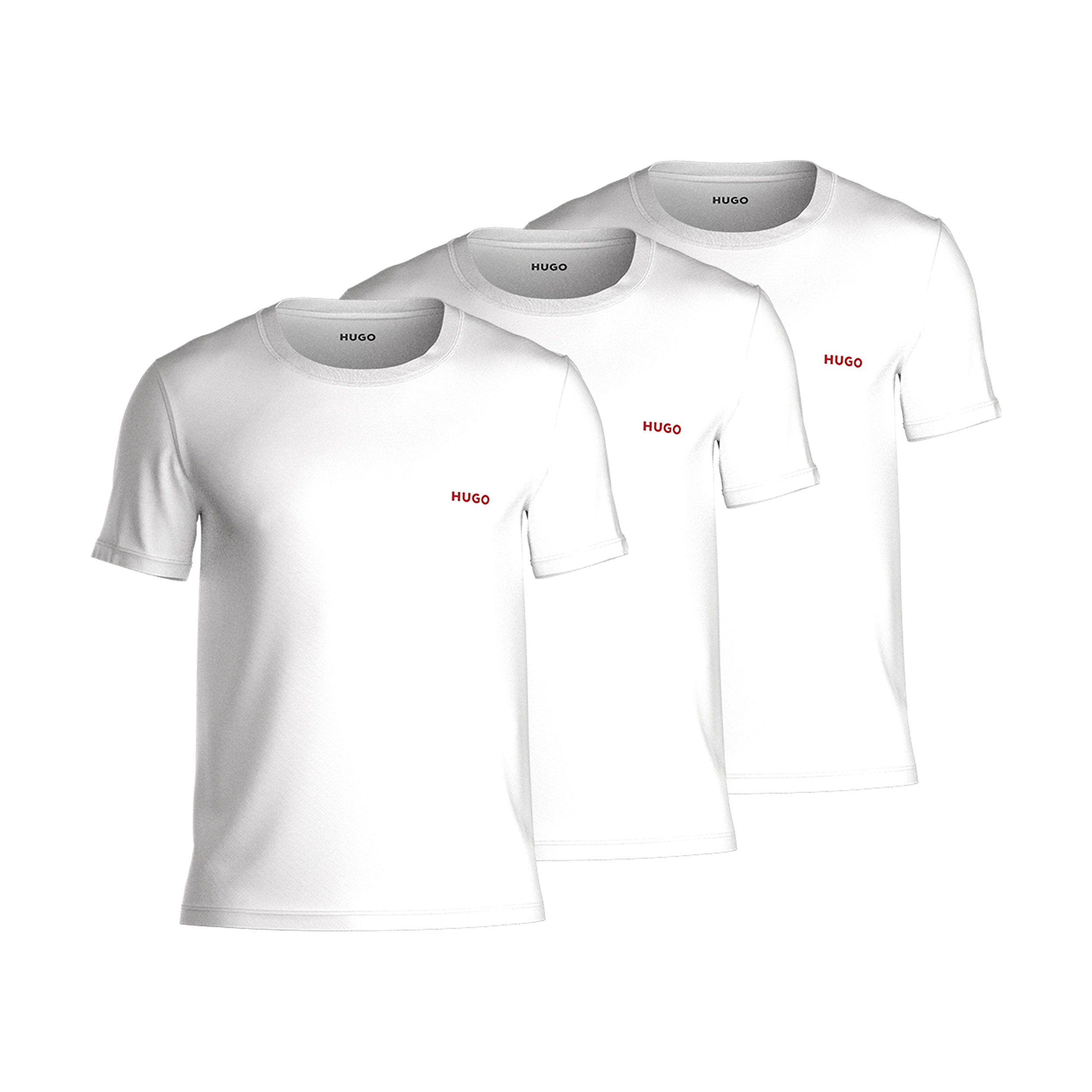 HUGO T-shirts regular fit (3-pack), heren T-shirts O-hals, wit