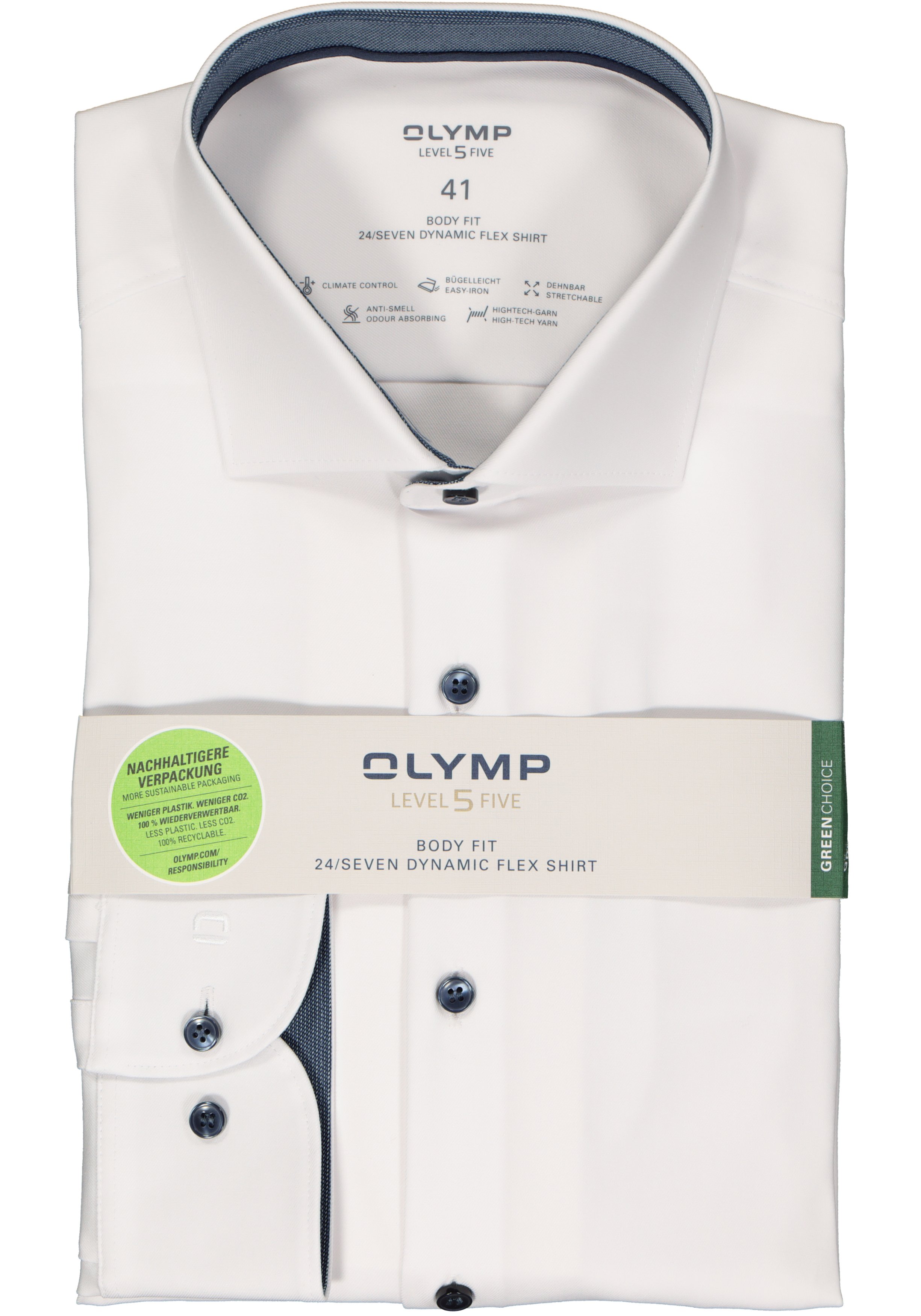 OLYMP 24/7 Level 5 body fit overhemd, dynamic flex, wit