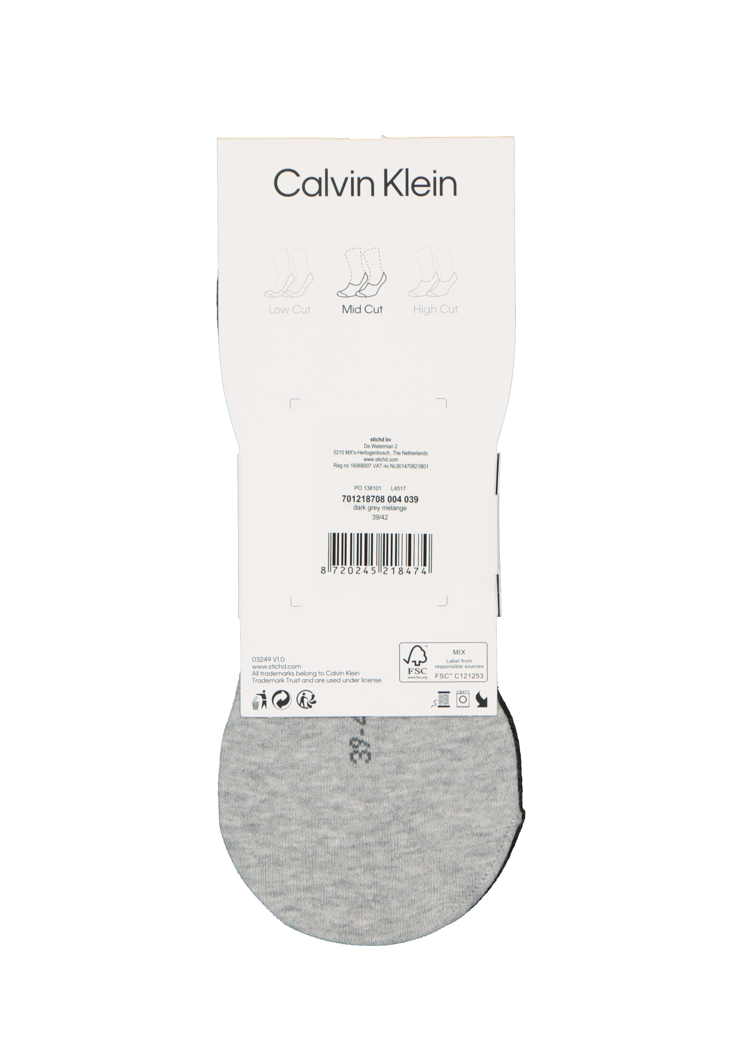 Calvin Klein Luca herensokken (2-pack), onzichtbare sneakersokken, antraciet en grijs