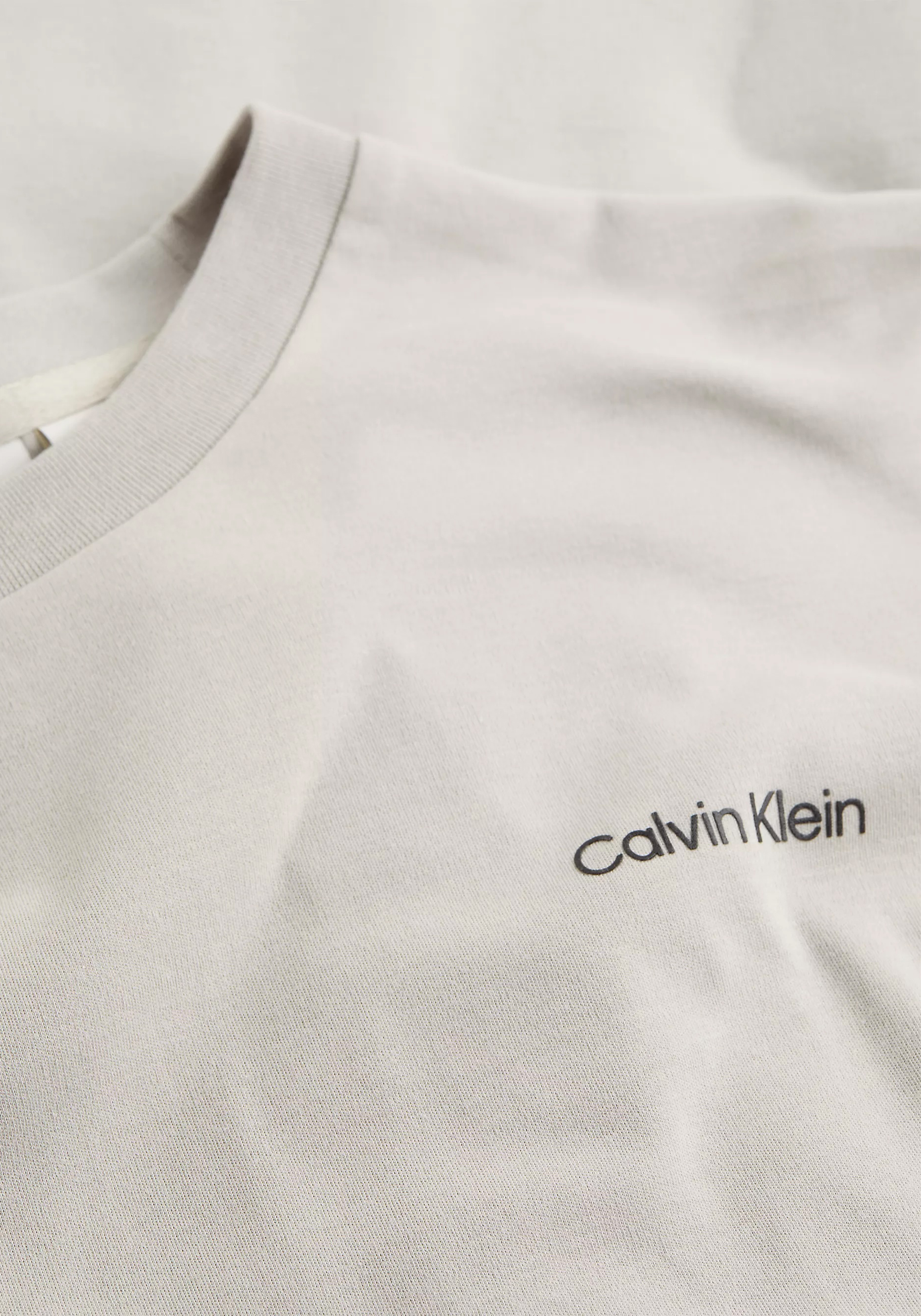 Calvin Klein Micro Logo Interlock T-shirt, heren T-shirt korte mouw O-hals, grijs-beige