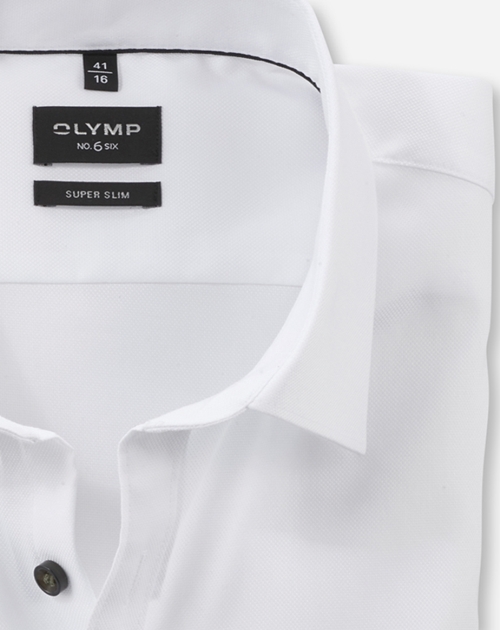 OLYMP No. 6 Six super slim fit overhemd, structuur, wit