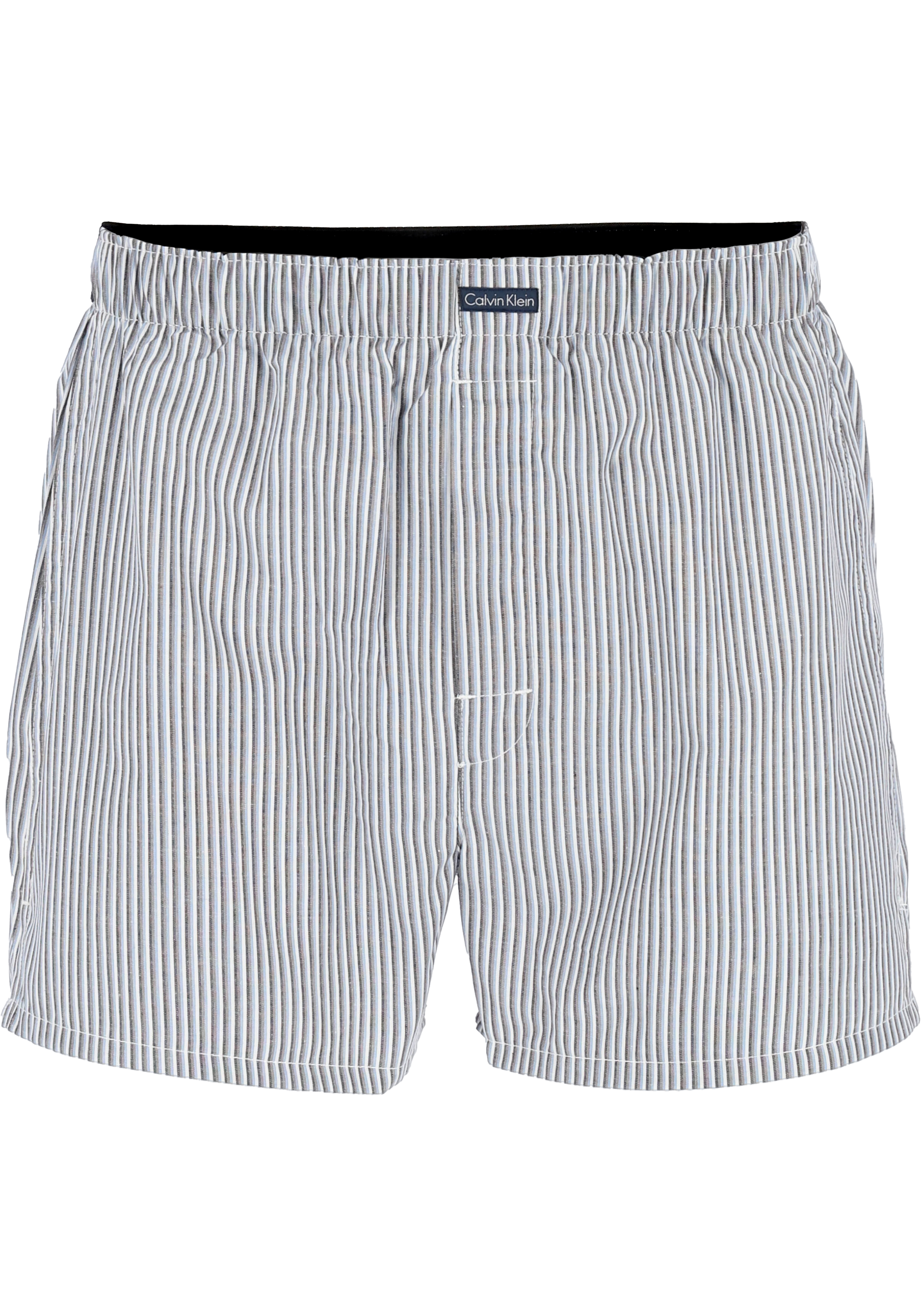 Calvin Klein Woven Boxers (3-pack), wijde heren boxershorts katoen, blauw gestreept en geruit