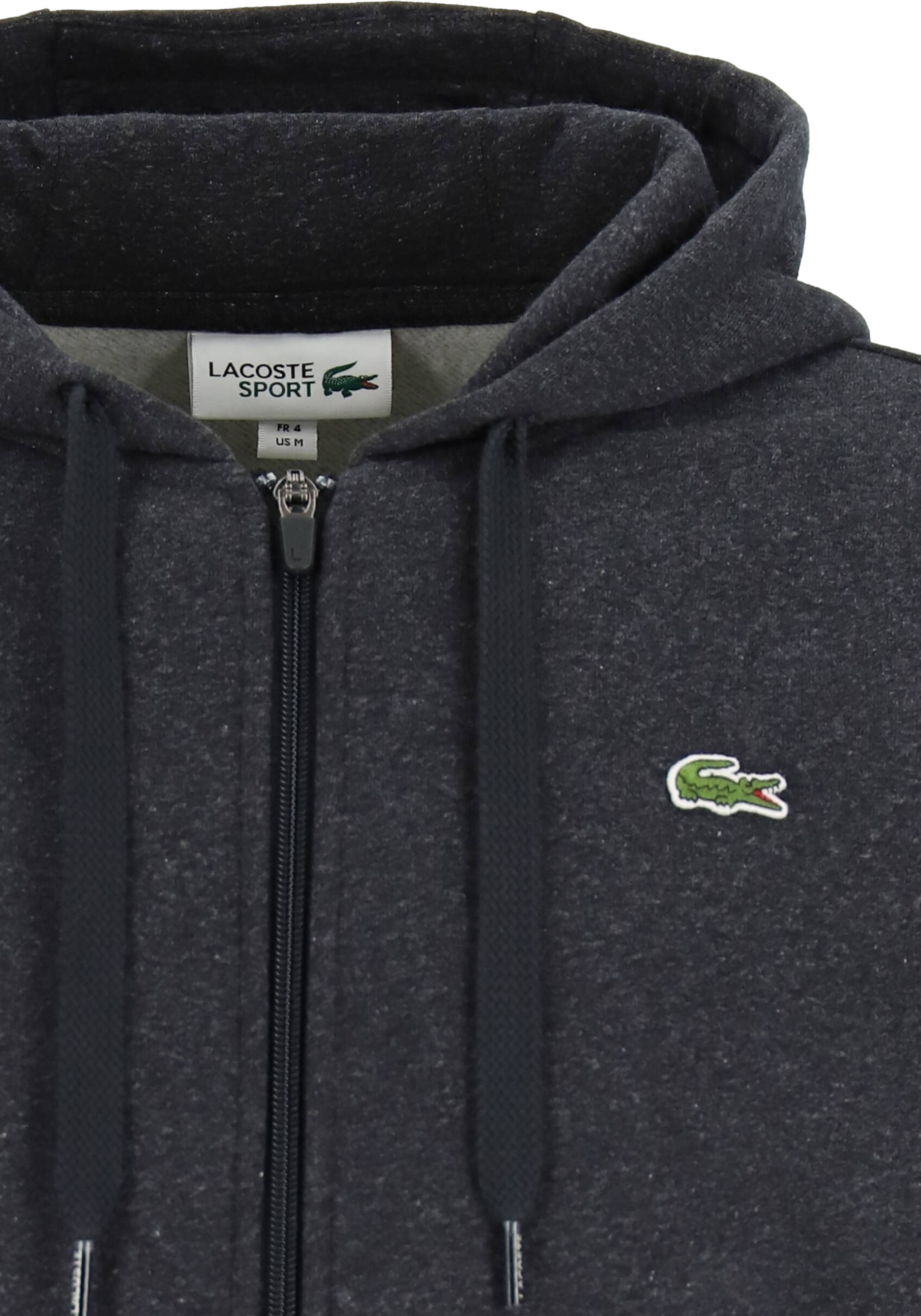 Lacoste heren hoodie sweatvest, met rits, antraciet grijs