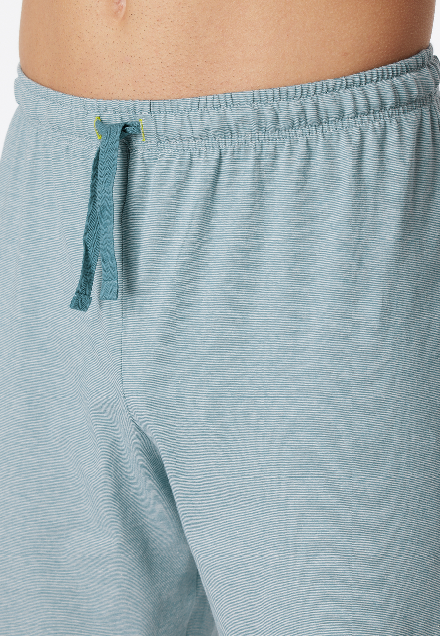 SCHIESSER 95/5 Nightwear shortamaset, heren shortama organic cotton strepen golf blauw-grijs