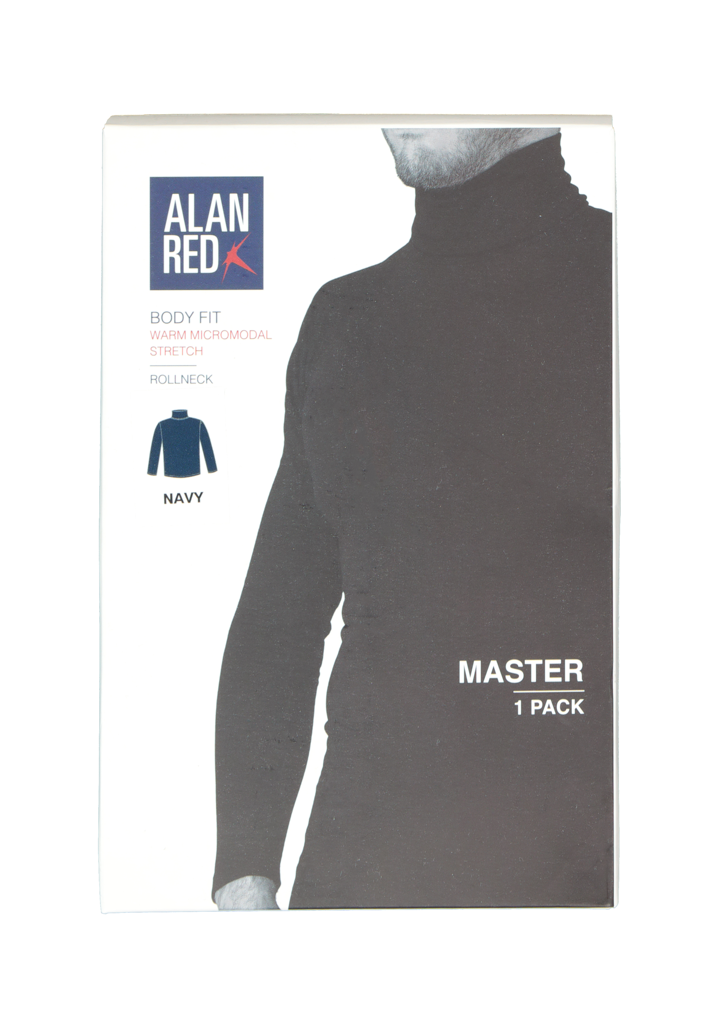 ALAN RED Master T-shirt (1-pack), heren T-shirt met lange mouwen en col, blauw