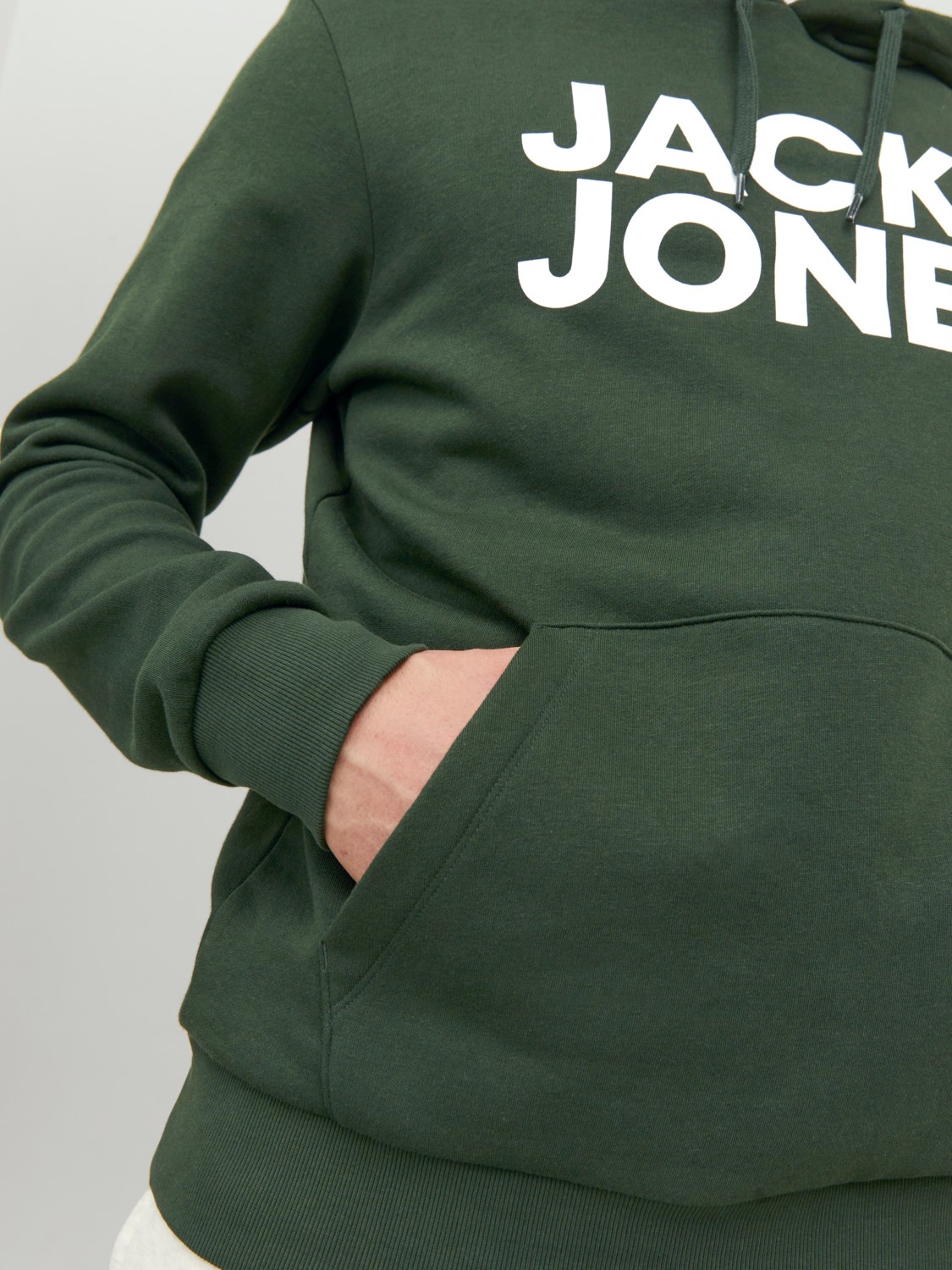 JACK & JONES Corp logo sweat hood regular fit, heren hoodie katoenmengsel met capuchon, groen grote print