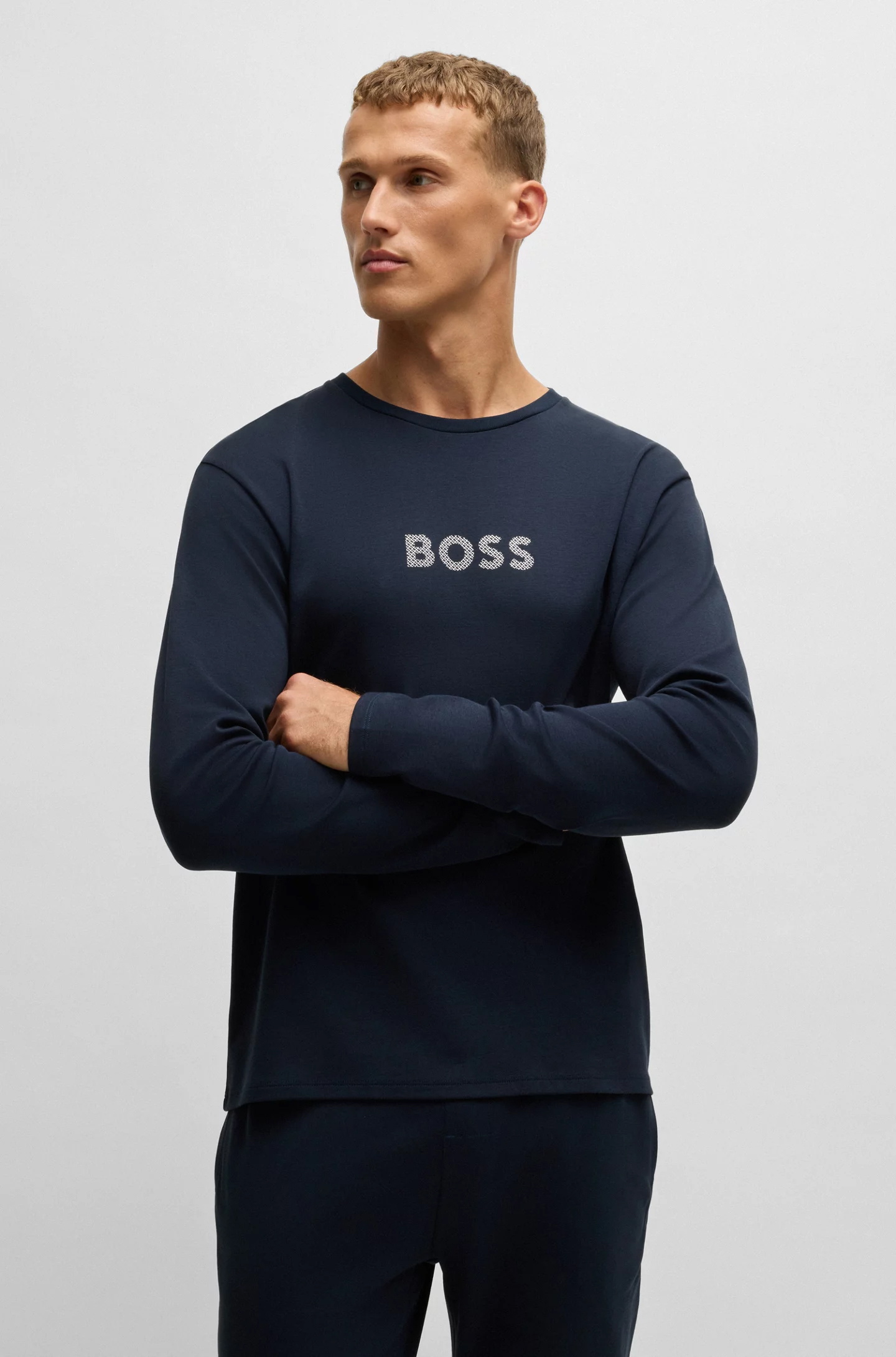 BOSS Gift Long Set, heren pyjama set, donkerblauw