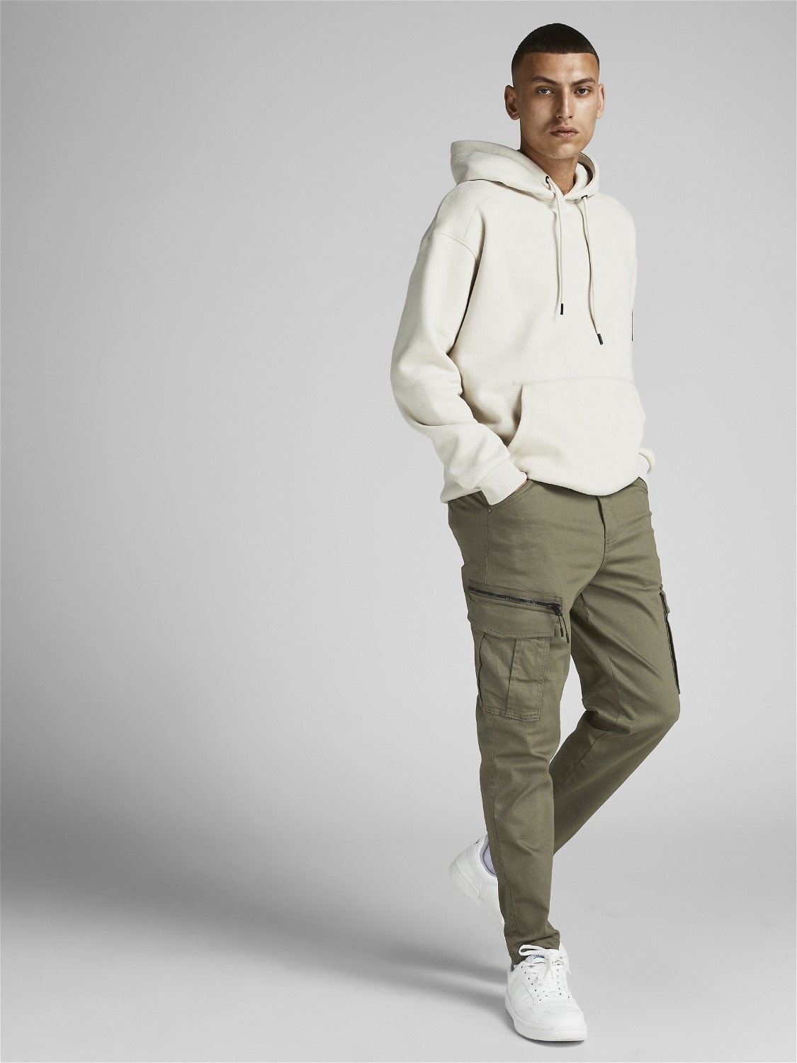 JACK & JONES Ace Dex Tapered Dusty loose fit, heren cargo broek, olijfgroen