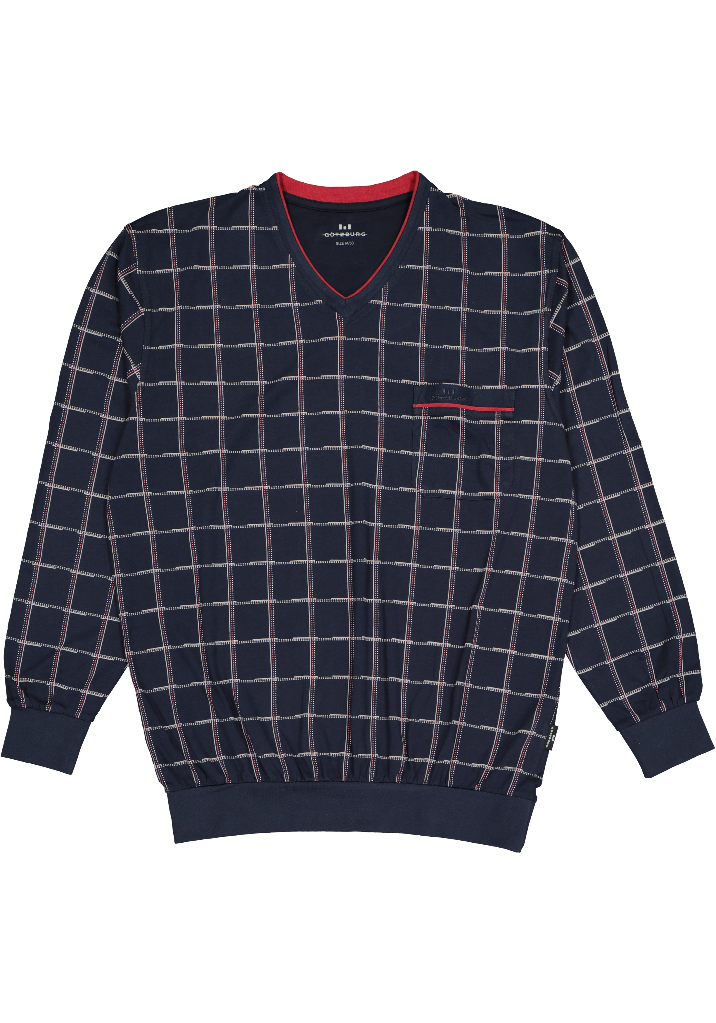 Gotzburg heren pyjama, blauw met rood en wit geruit