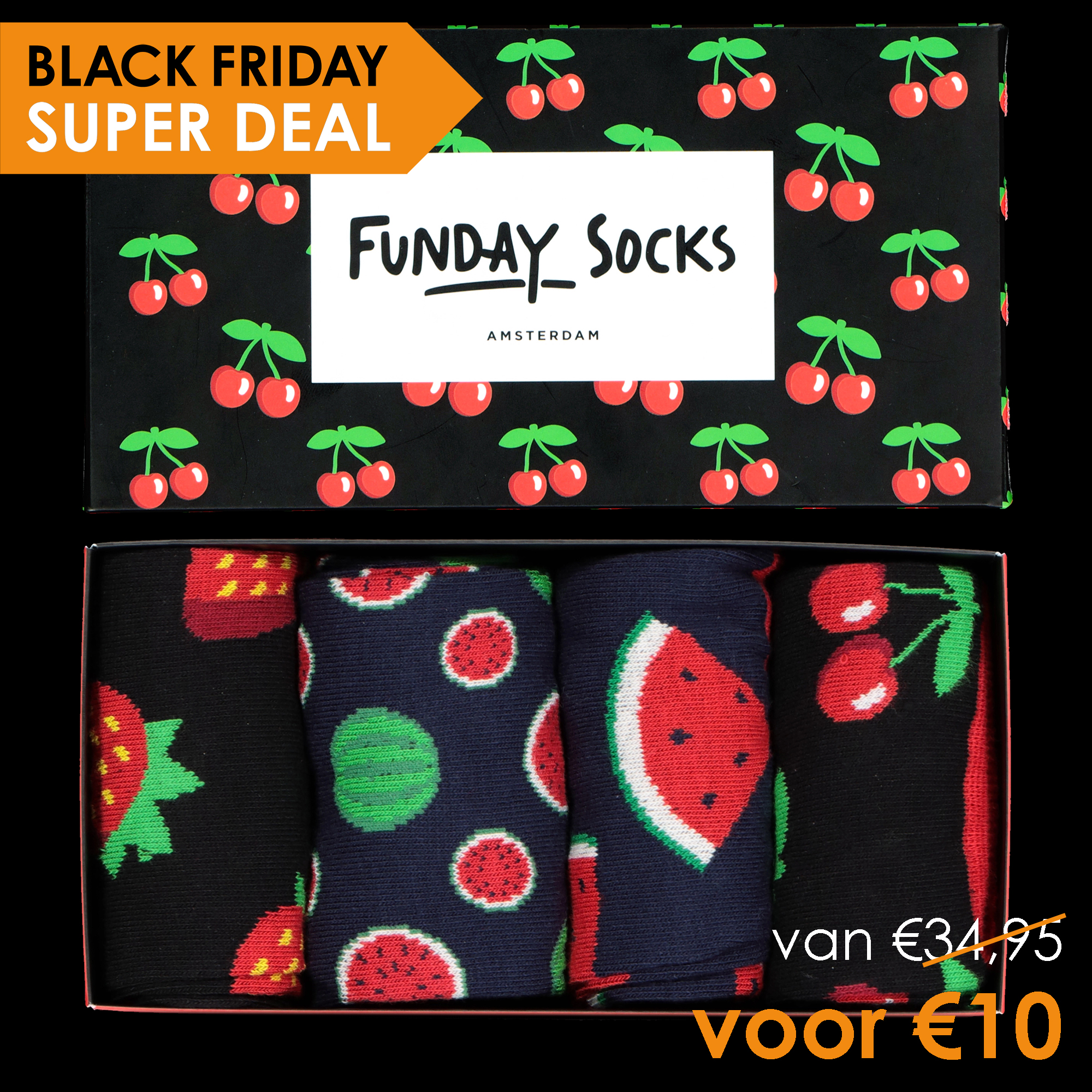 Funday sokken 4 pack van 34,95 voor 10