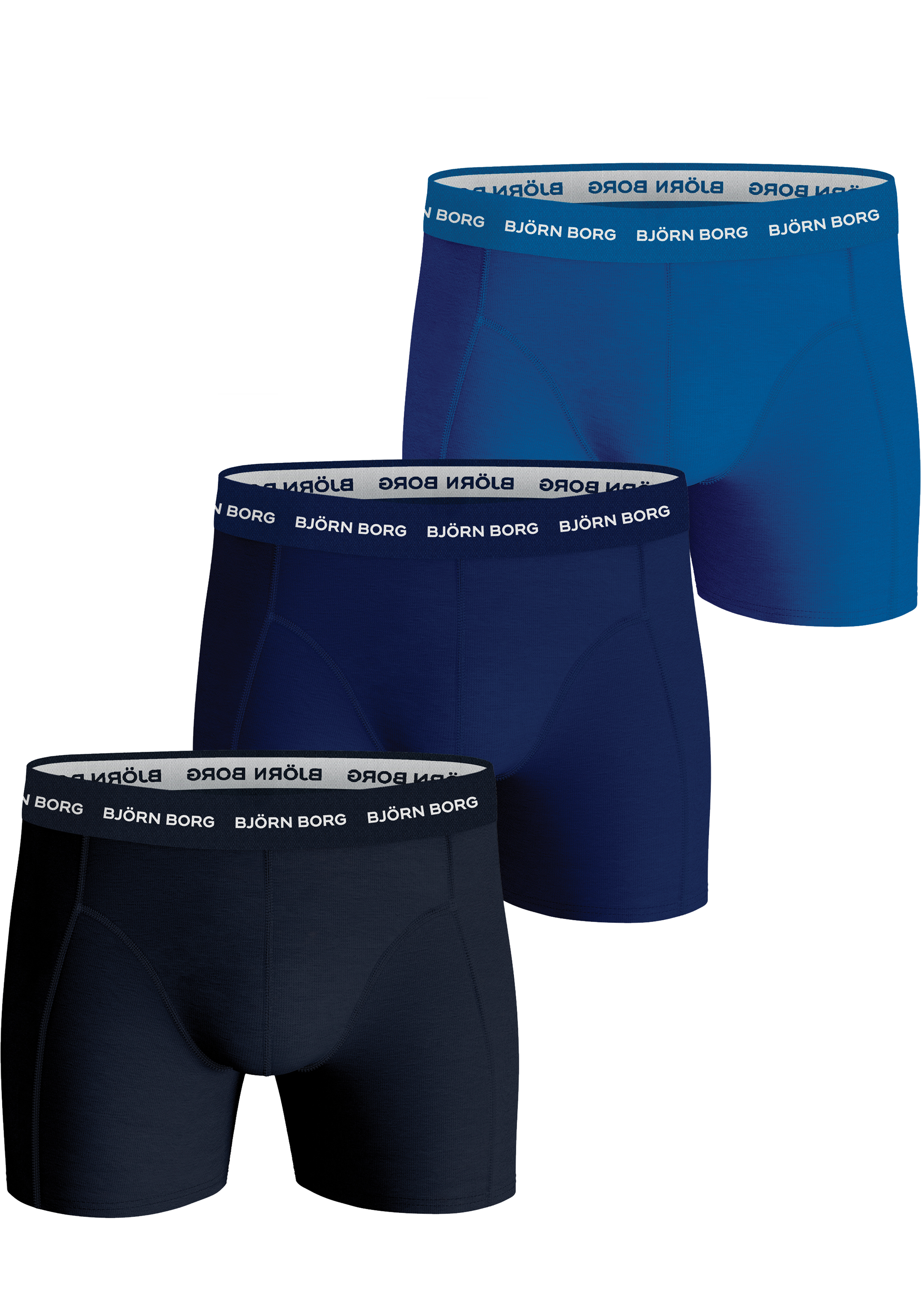 Bjorn Borg boxershorts Essential (3-pack), heren boxers normale lengte, drie tinten blauw