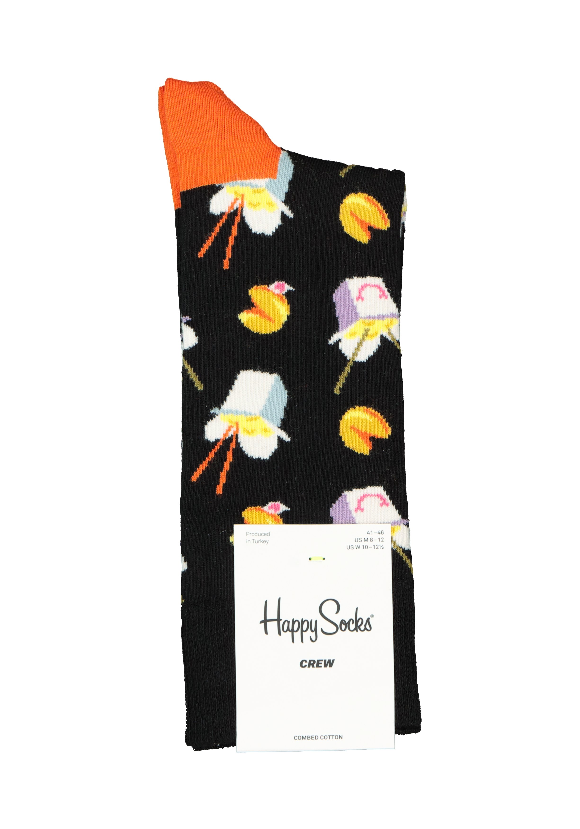 Happy Socks Take Out Sock, unisex sokken, zwart met afhaalmaaltijden