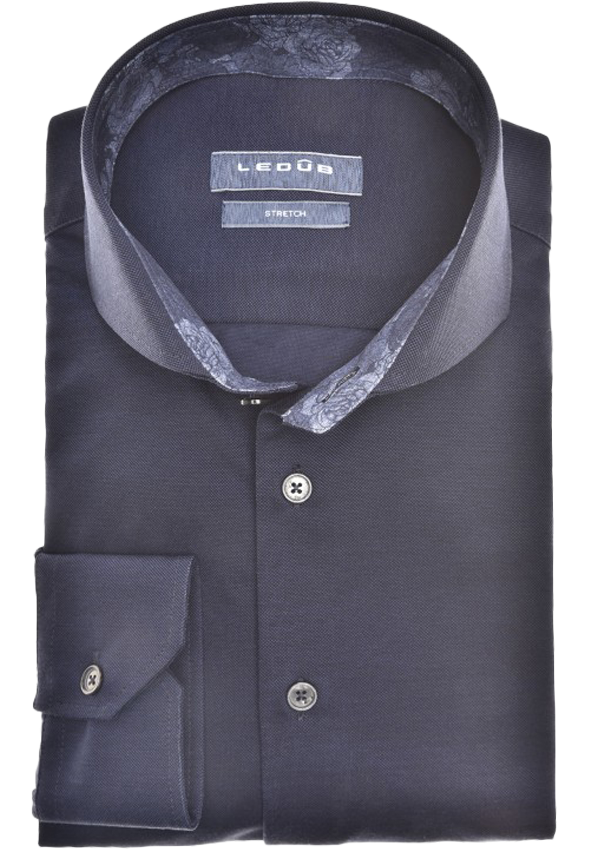 Ledub slim fit overhemd, donkerblauw