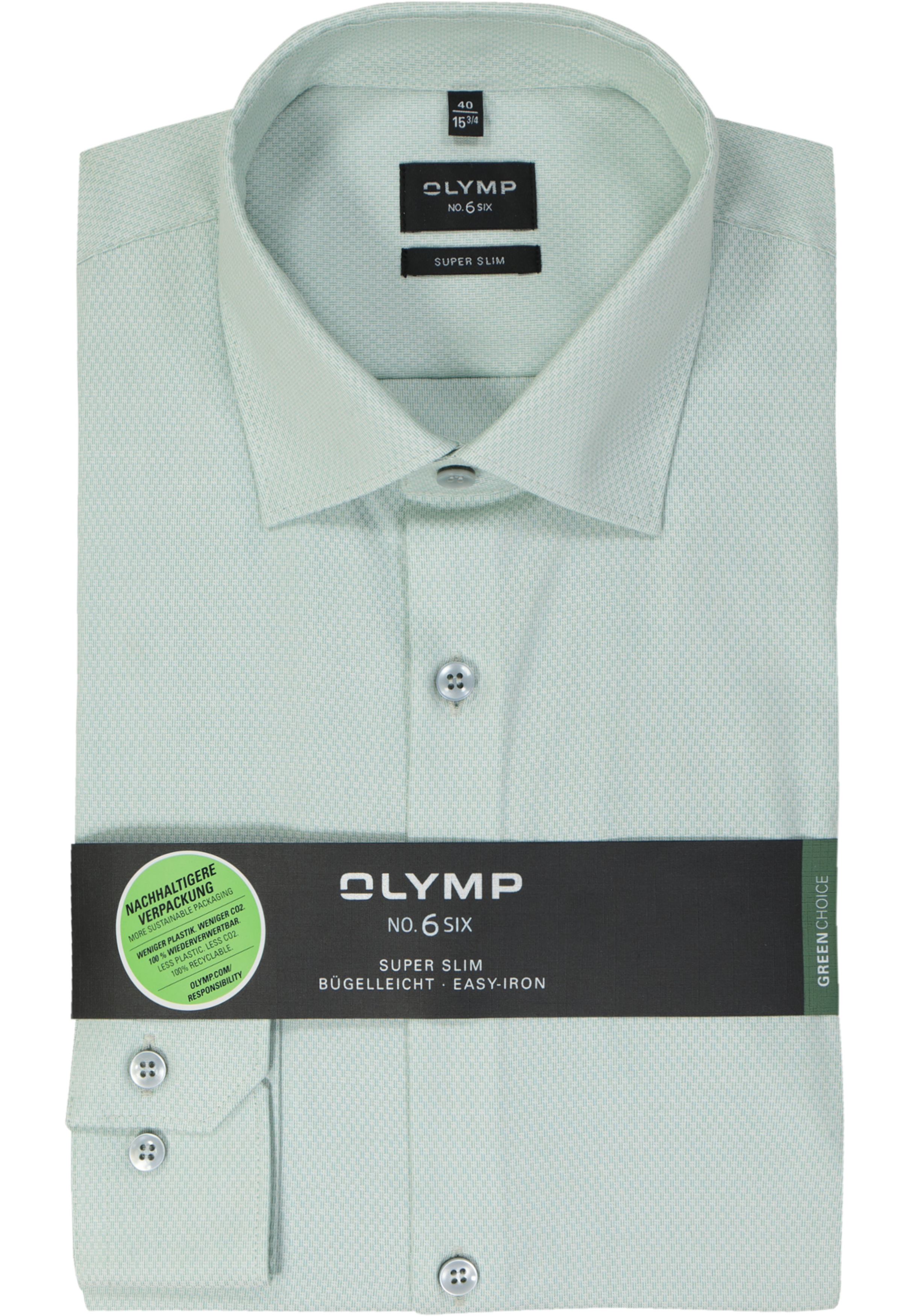 OLYMP No. 6 Six super slim fit overhemd, structuur, groen