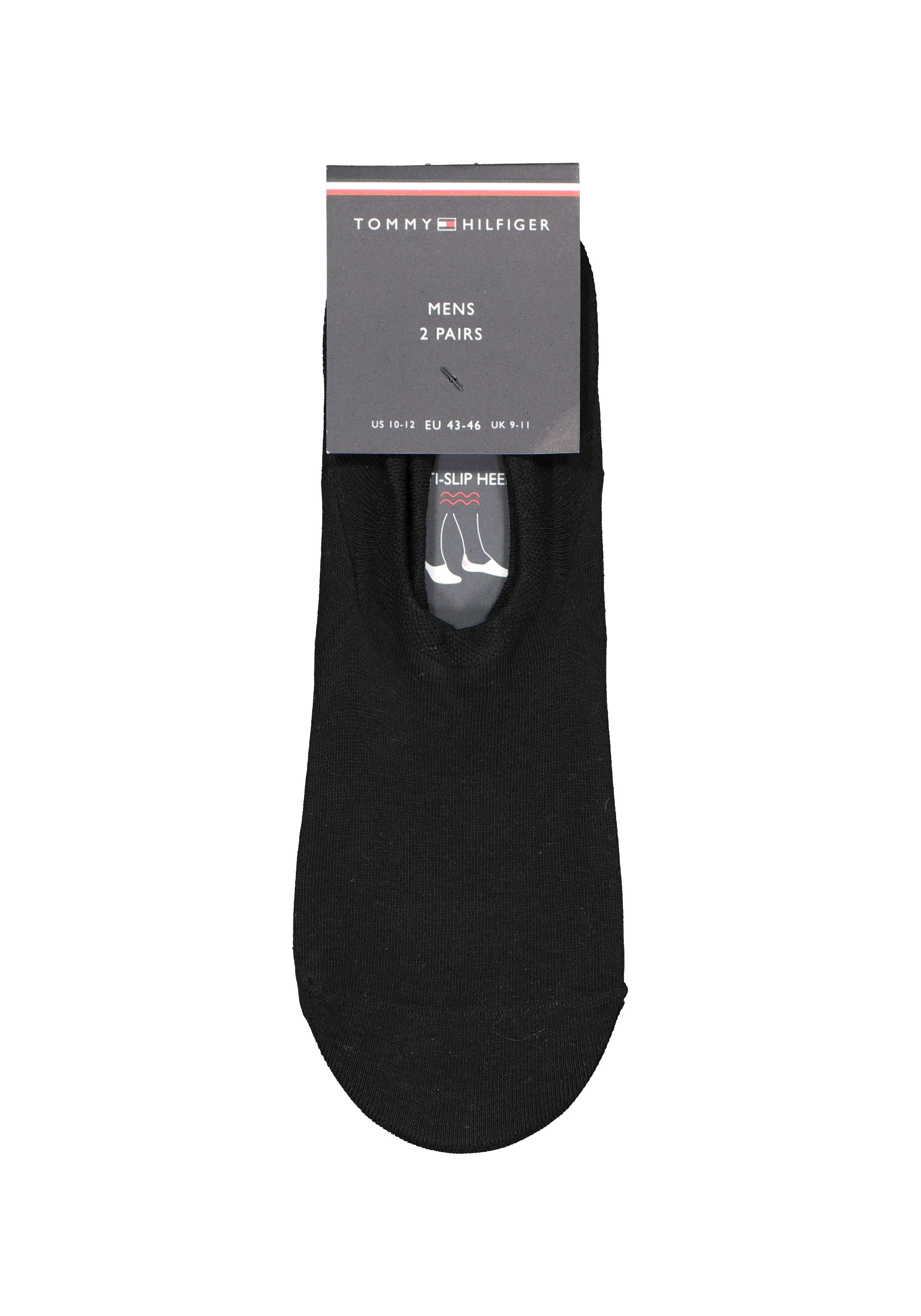 Tommy Hilfiger Footie Socks (2-pack), heren sneaker sokken katoen, onzichtbaar, zwart