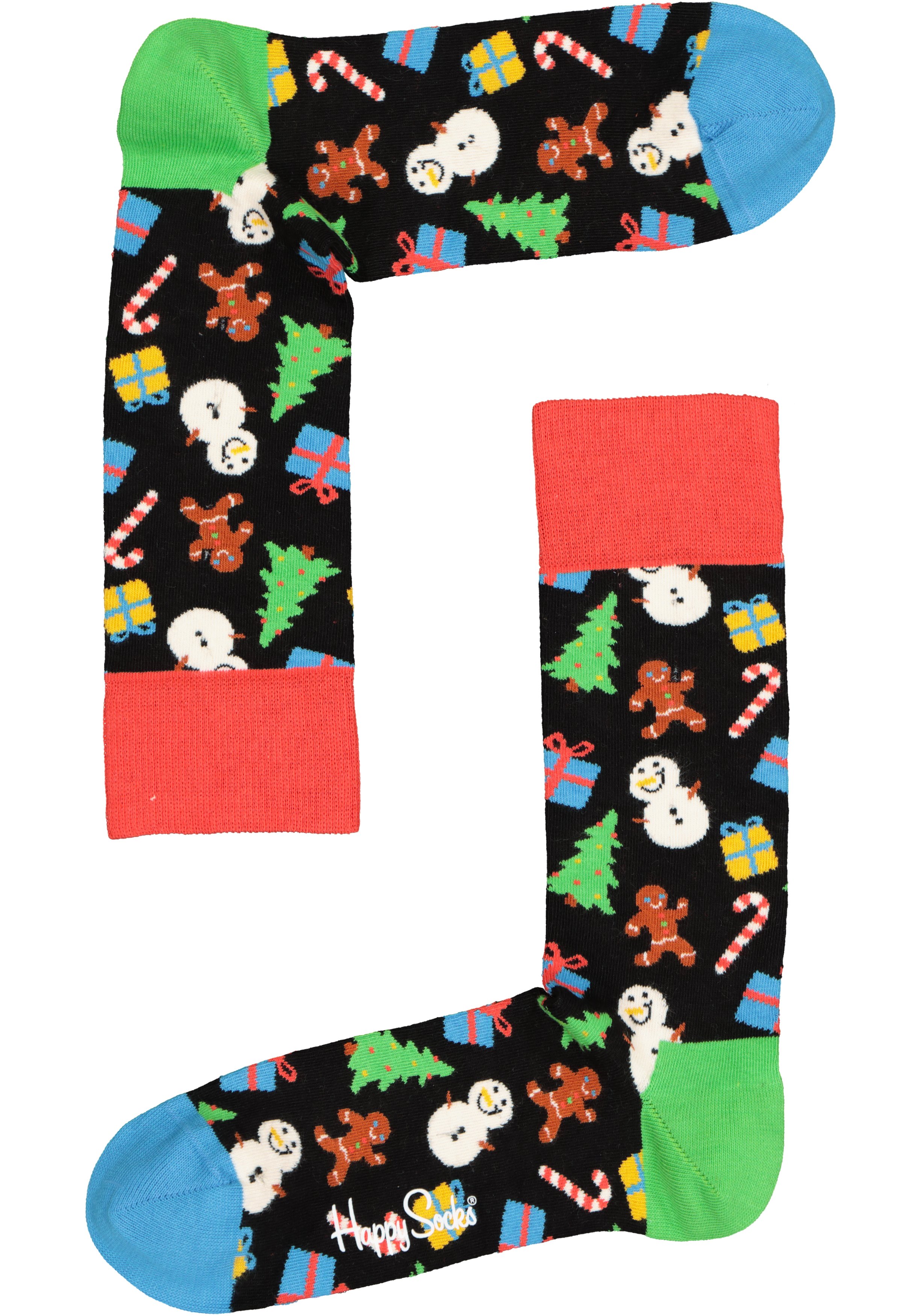 Happy Socks Bring It On Sock, kerstpret op zwart