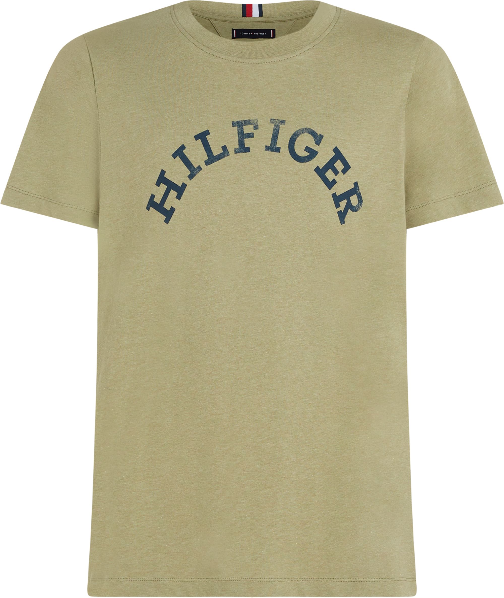 Tommy Hilfiger Hilfiger Arched Tee, heren T-shirt korte mouw O-hals, licht olijfgroen