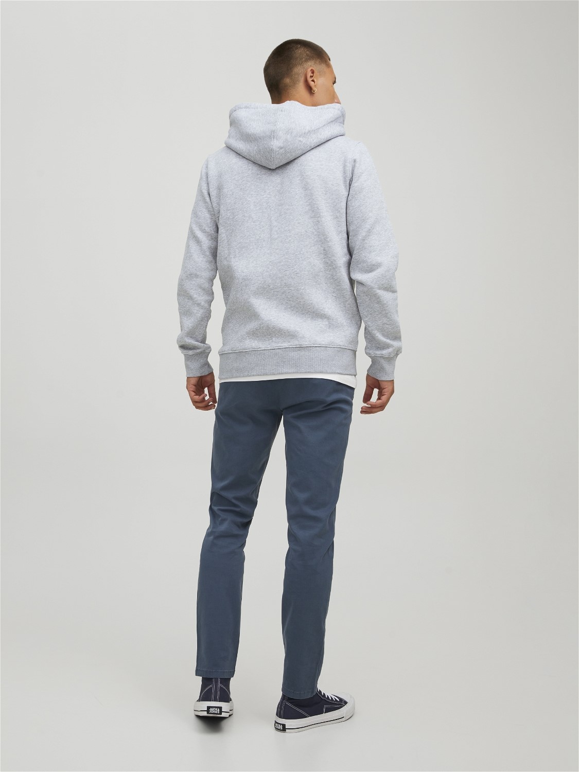 JACK & JONES Star basic sweat zip hood regular fit, heren sweatvest katoenmengsel met capuchon, lichtgrijs melange