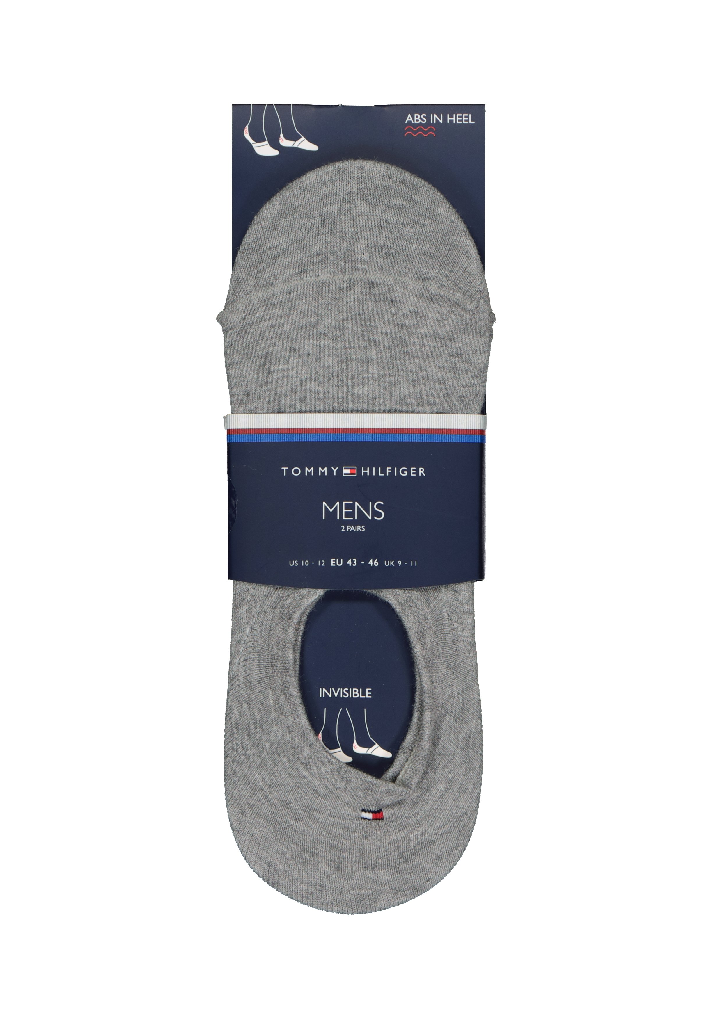 Tommy Hilfiger Footie Socks (2-pack), heren sneaker sokken katoen, onzichtbaar, grijs melange