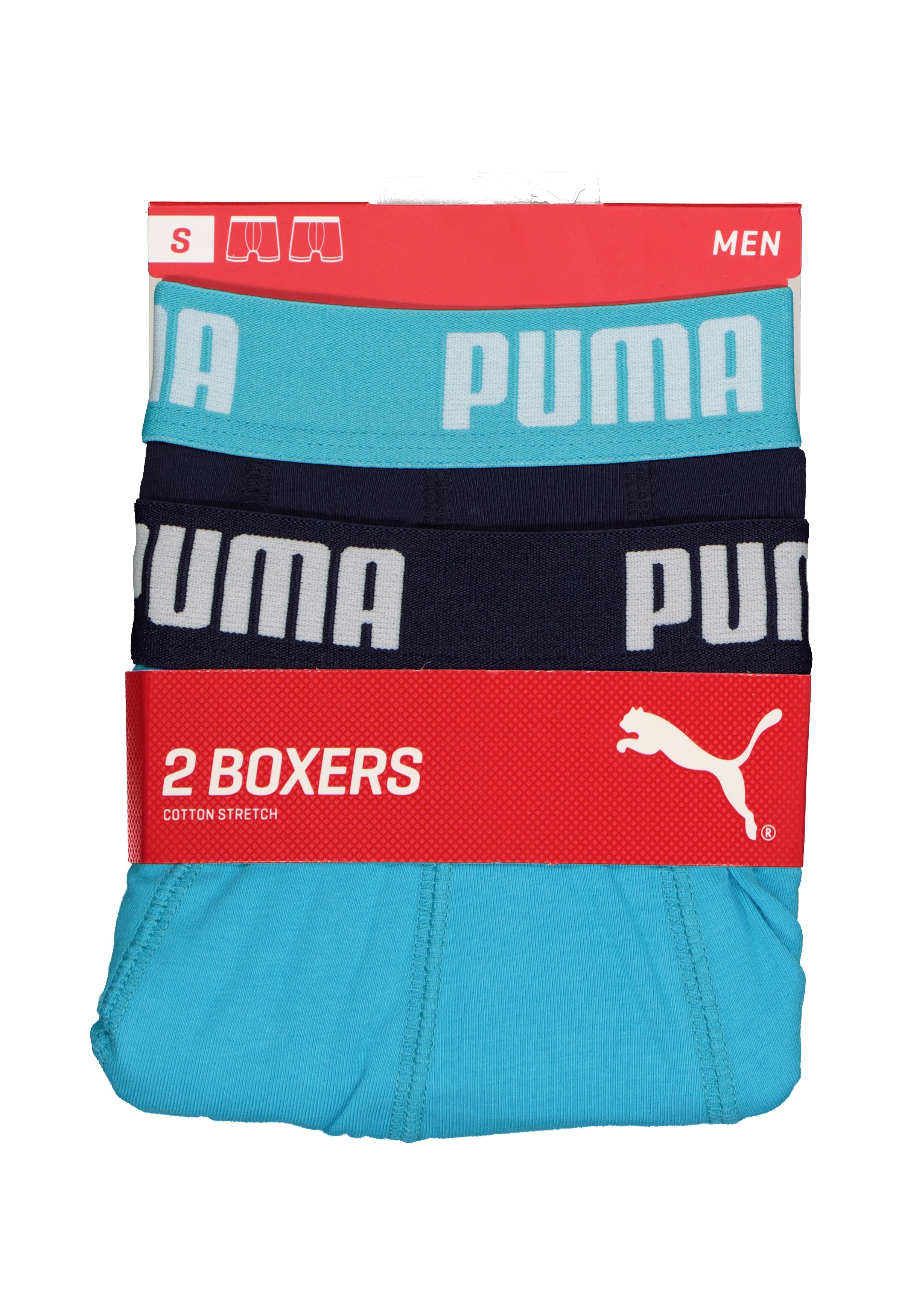 Puma Basic Boxer heren (2-pack), aqua en blauw