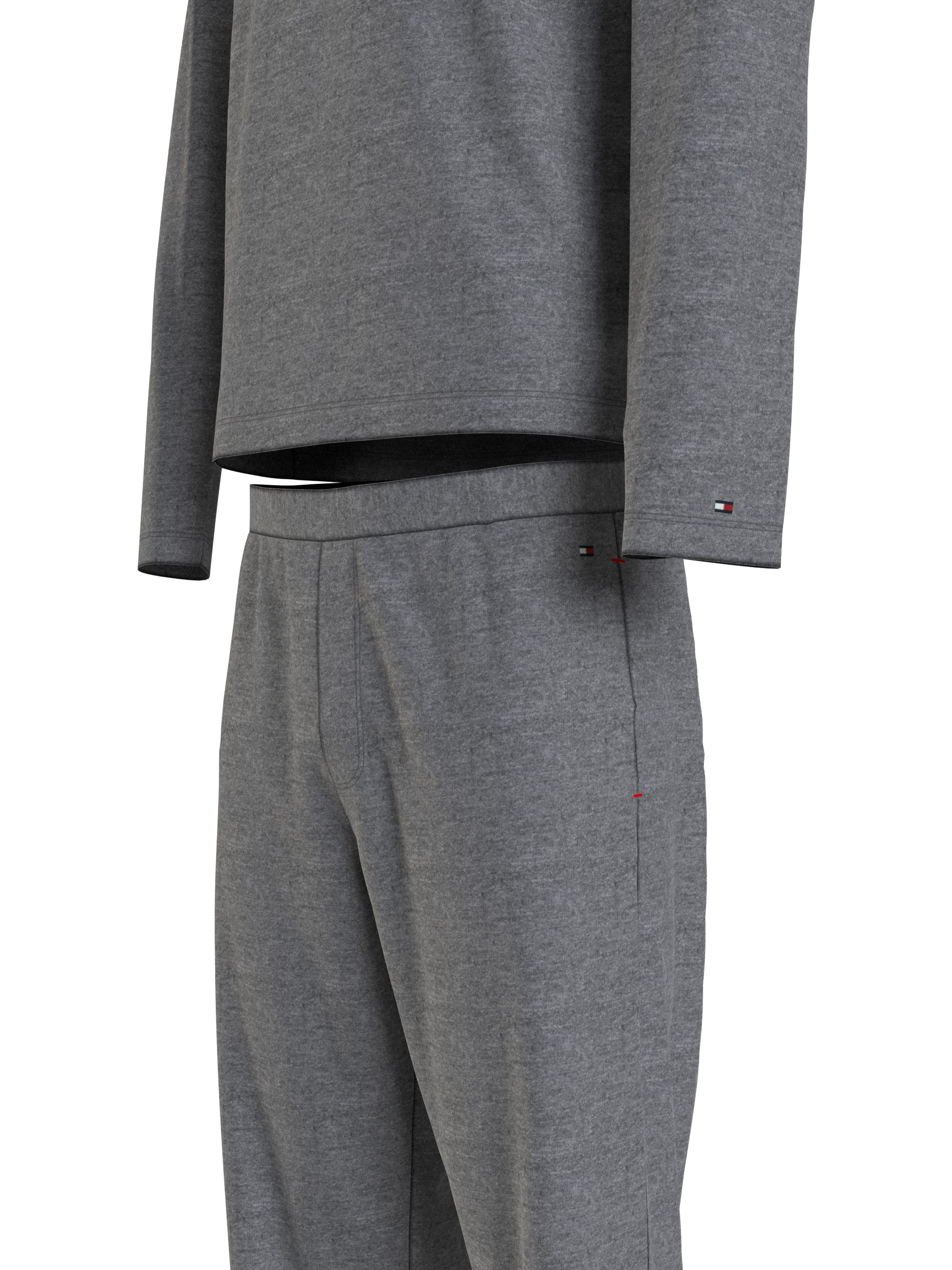 Tommy Hilfiger heren pyjama O-hals, PJ Set jersey, grijs