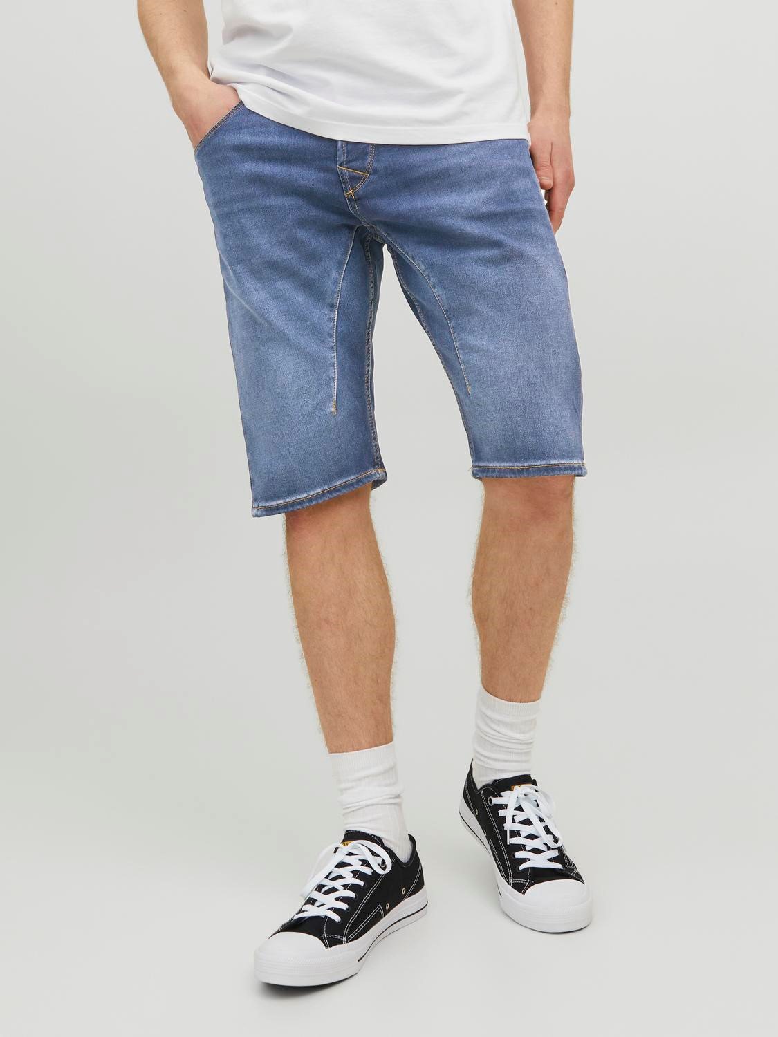 JACK & JONES Scale Long Shorts regular fit, heren jeans korte broek, denimblauw