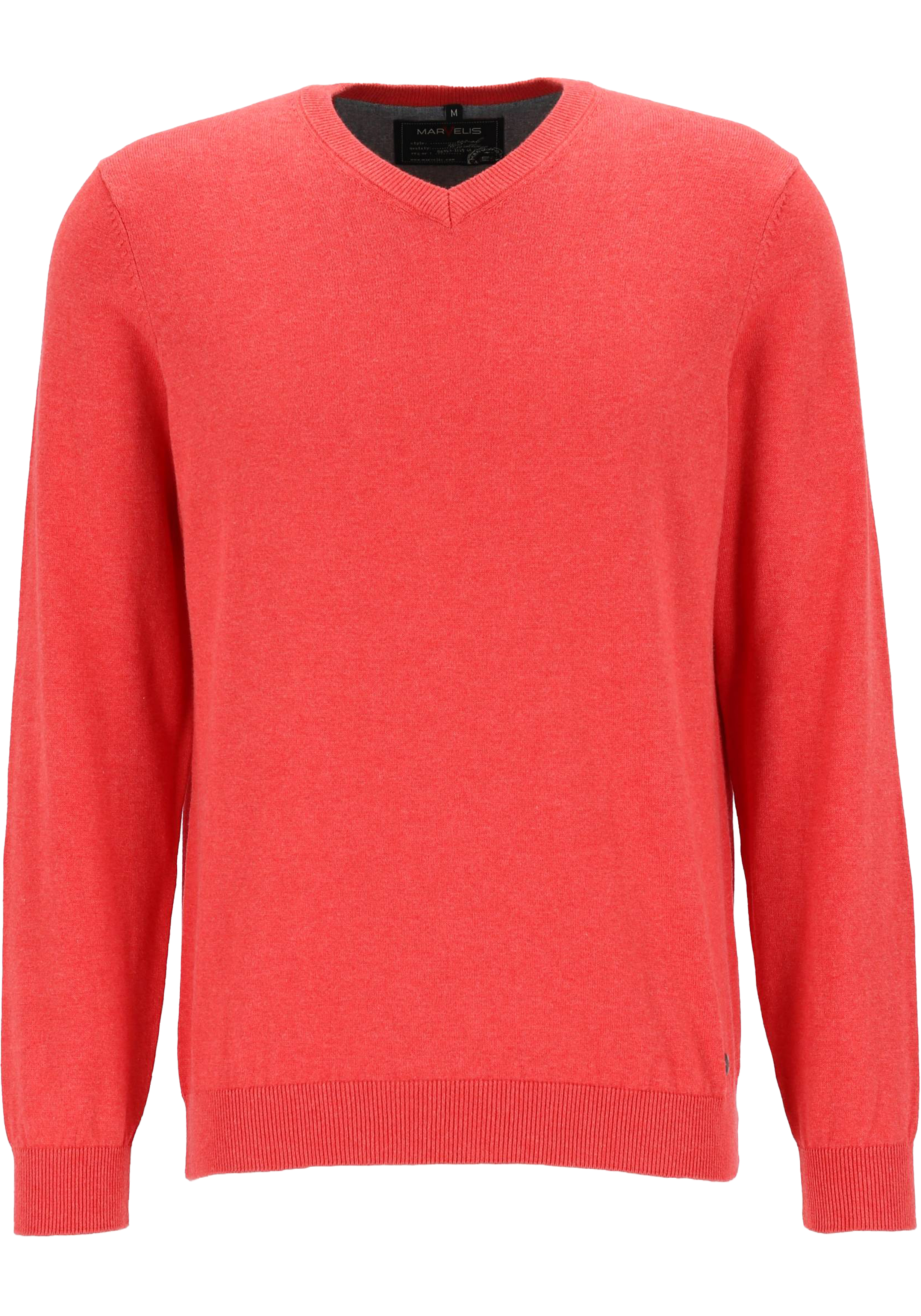 MARVELIS modern fit trui katoen, V-hals, rood