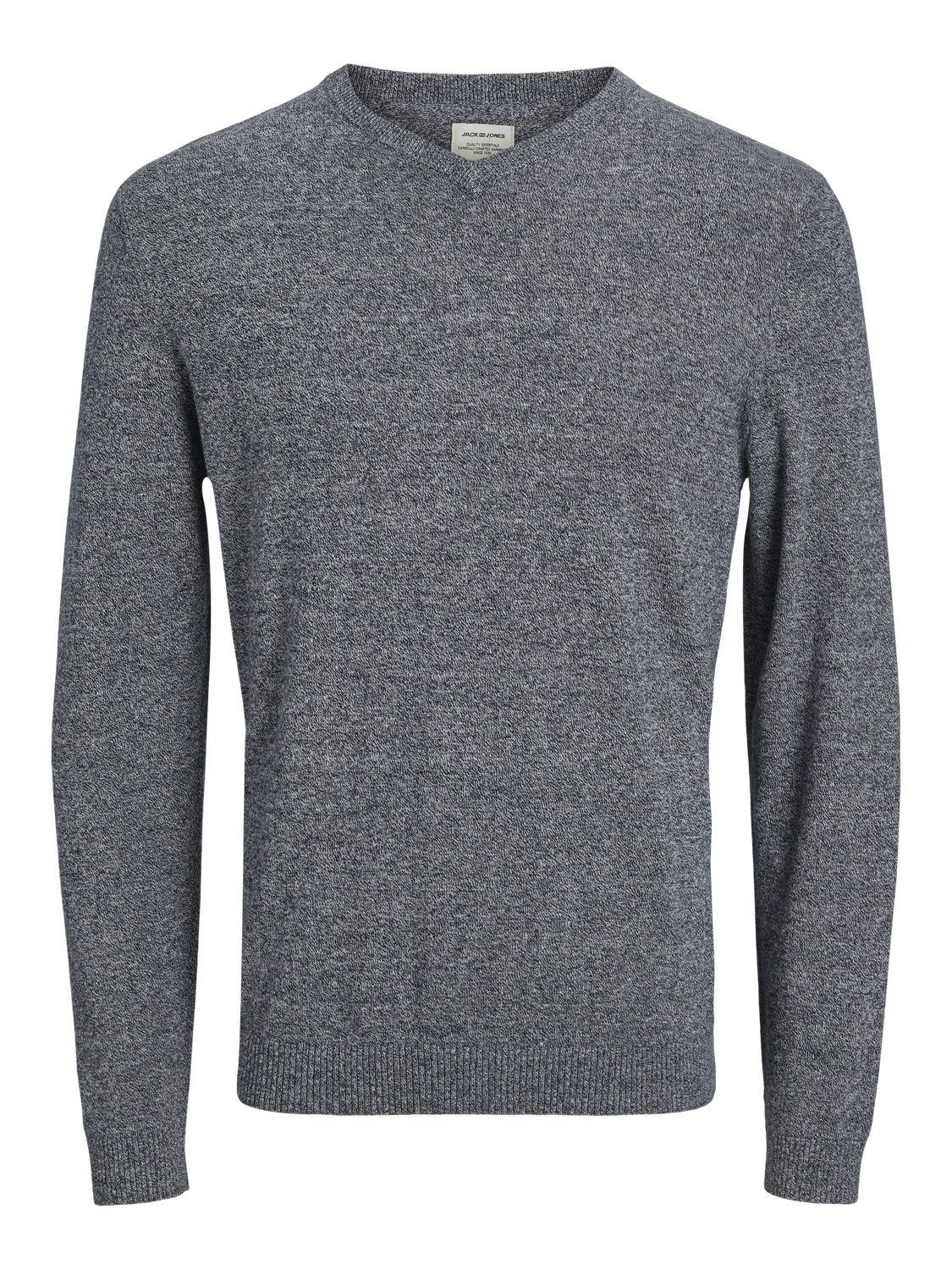 JACK & JONES Basic knit v-neck slim fit, heren pullover katoen met V-hals, blauw samen met offwhite