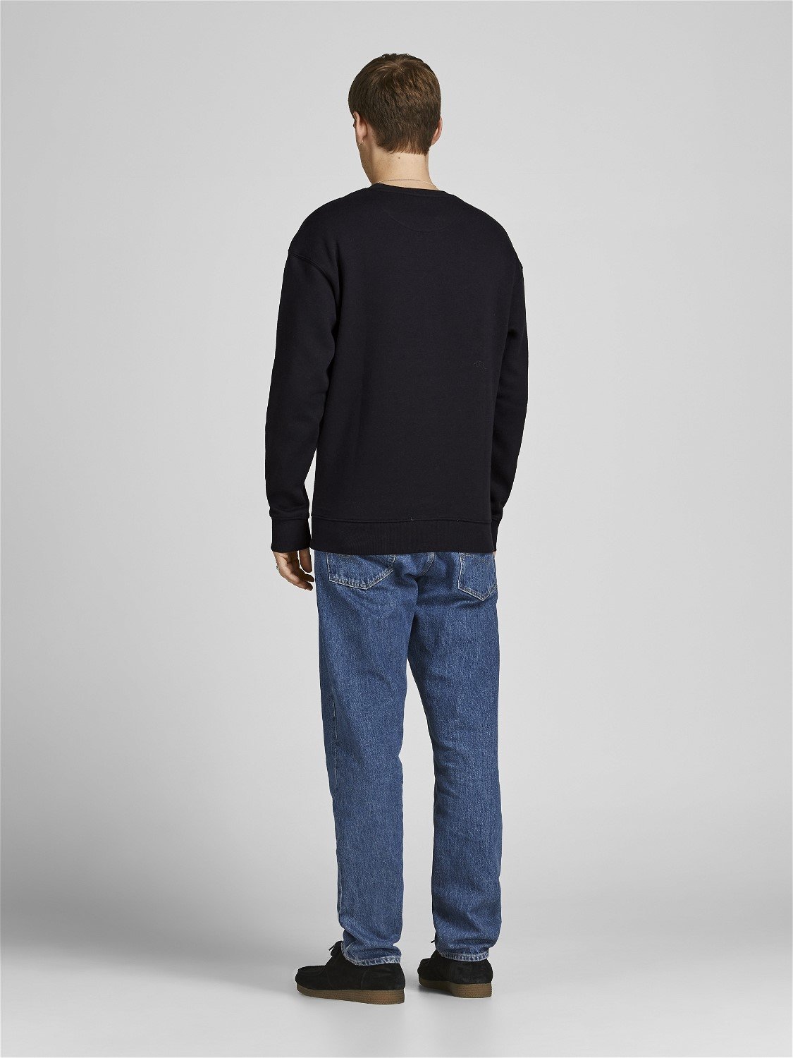 JACK & JONES Star basic sweat crew neck regular fit, heren sweatshirt katoenmengsel met O-hals, zwart