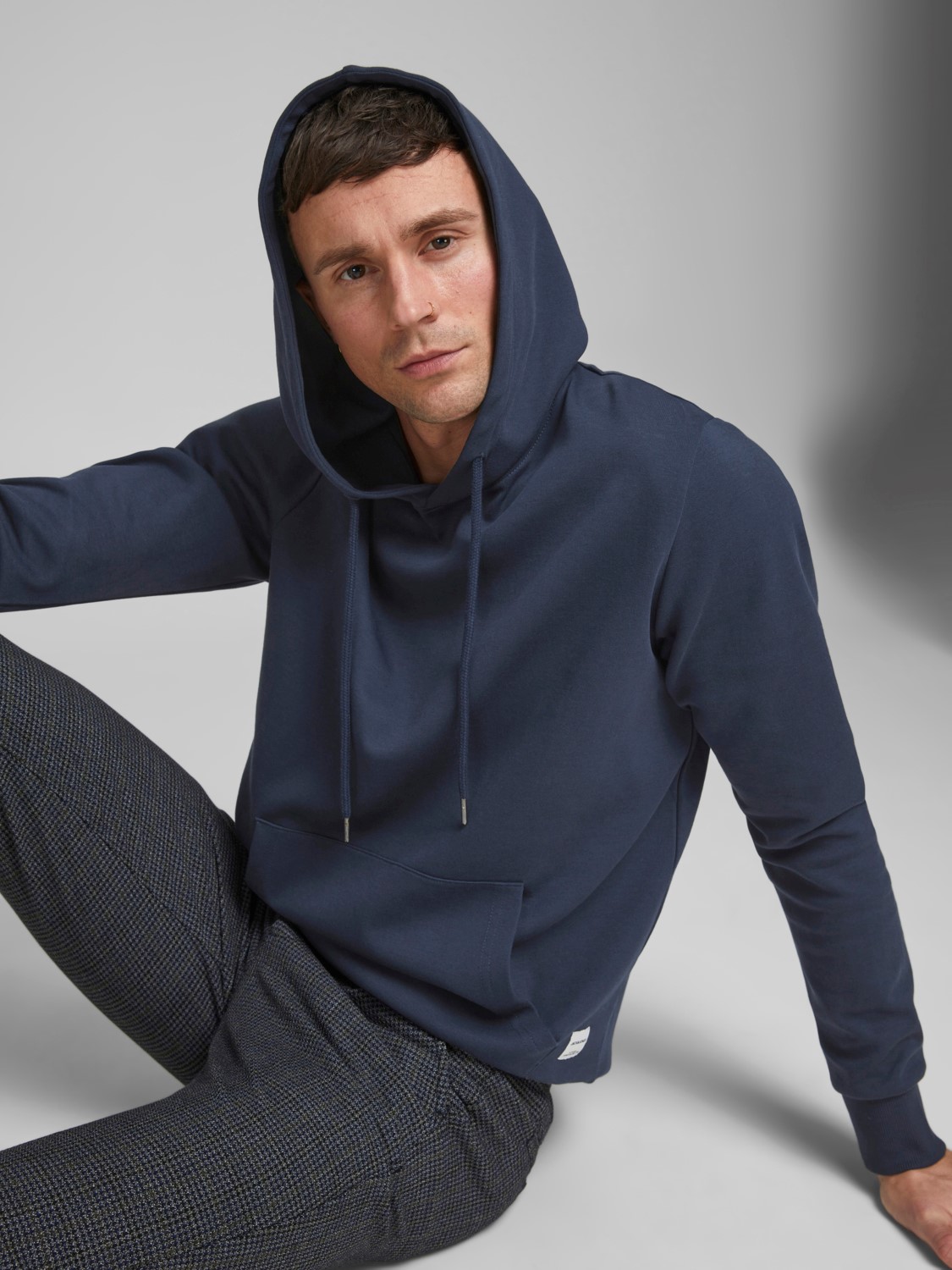 JACK & JONES Basic sweat hood regular fit, heren hoodie katoenmengsel met capuchon, blauw