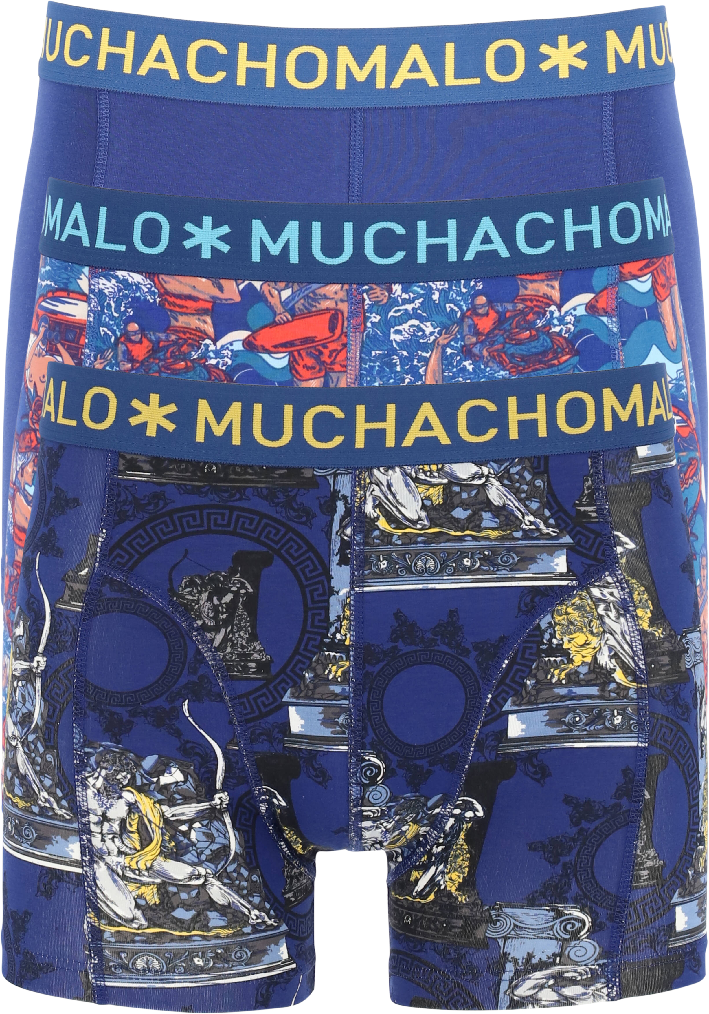 Muchachomalo heren boxershorts (3-pack), shorts Hercules Baywatch, print, blauw