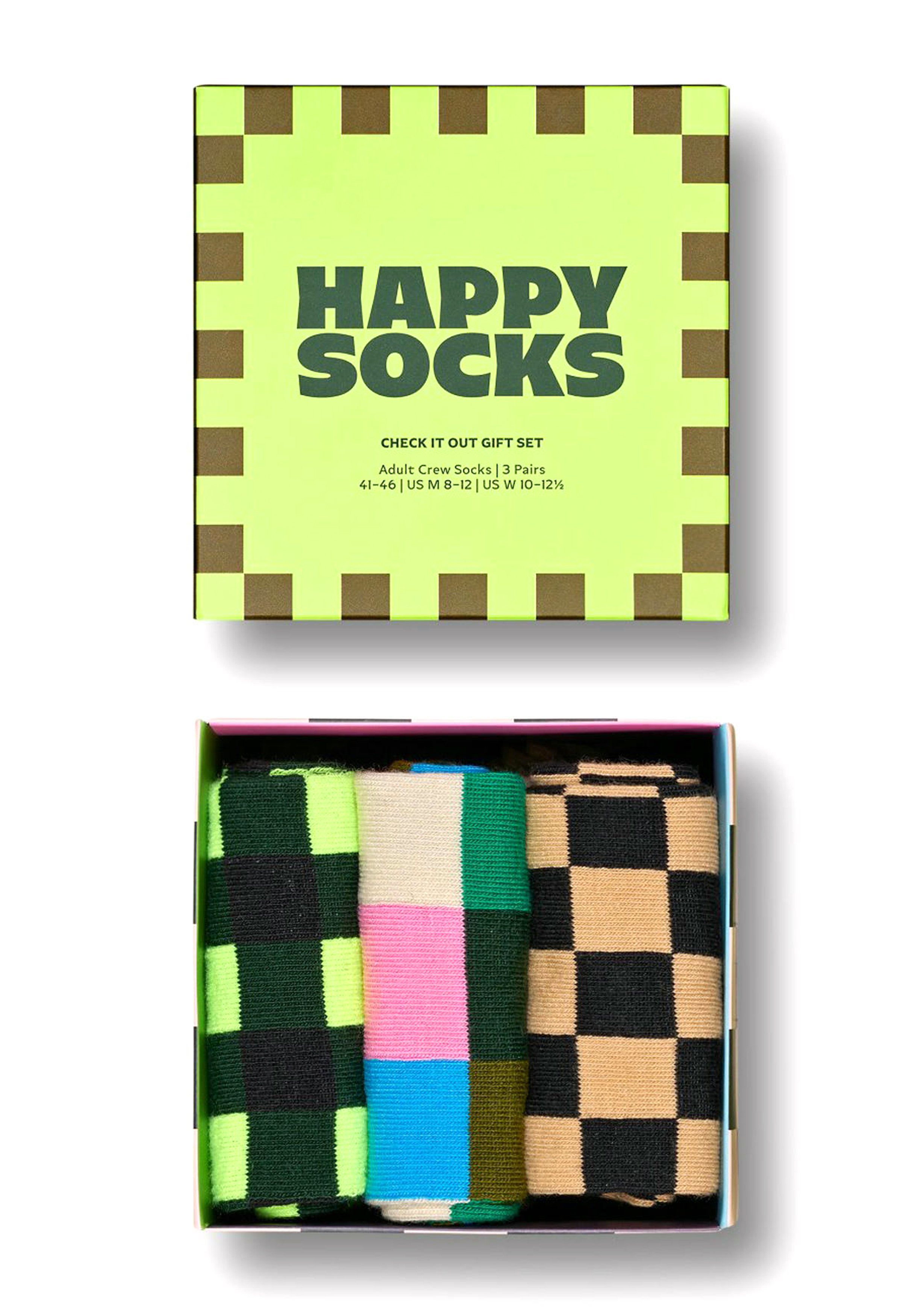 Happy Socks Check It Out Socks Gift Set (3-pack), unisex sokken in cadeauverpakking