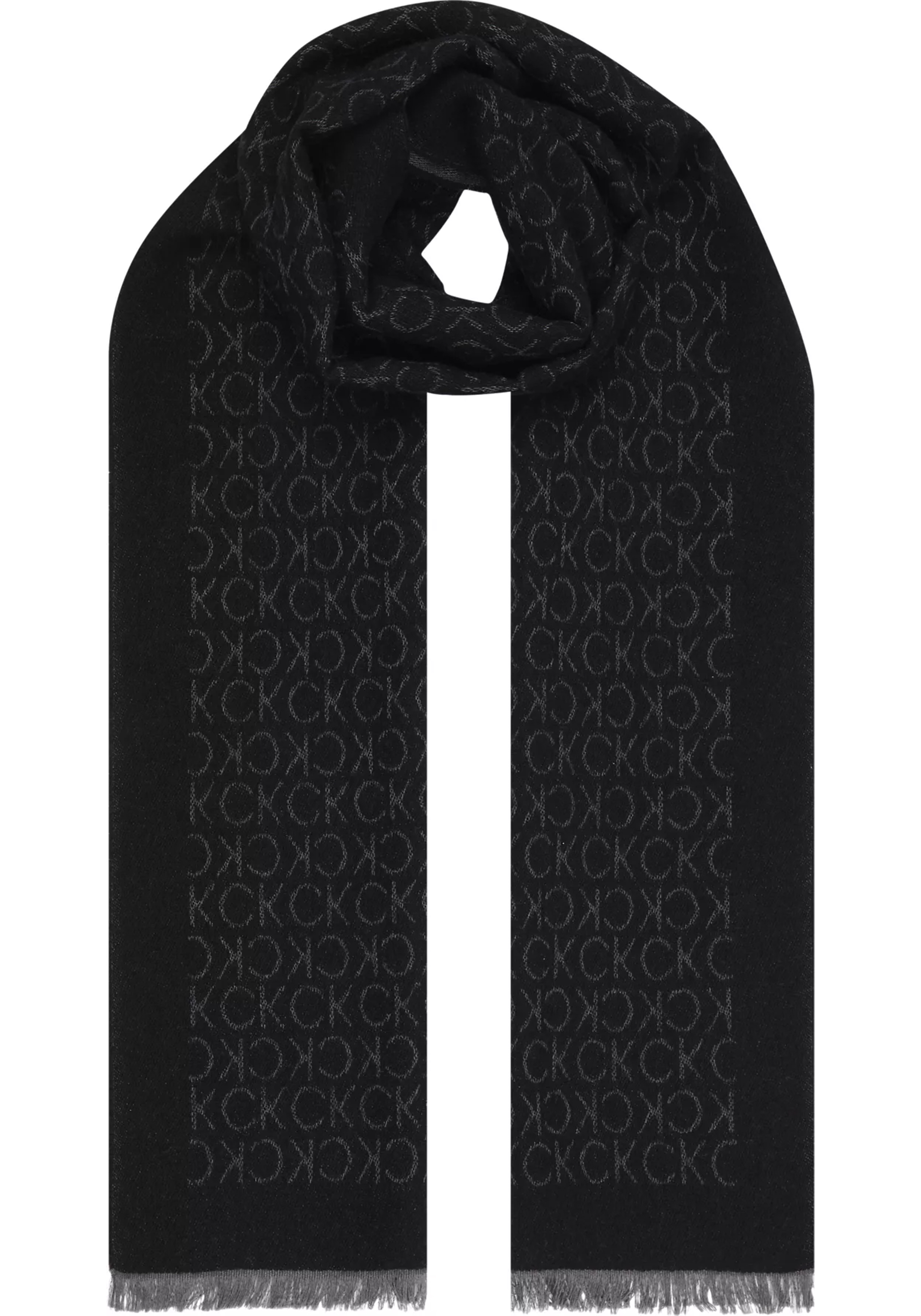 Calvin Klein sjaal, monogram woven scarf, zwart