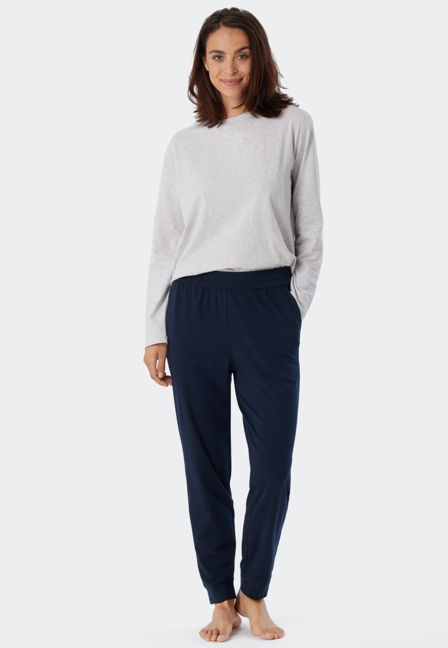 SCHIESSER Mix+Relax loungebroek lang, dames broek lang donkerblauw