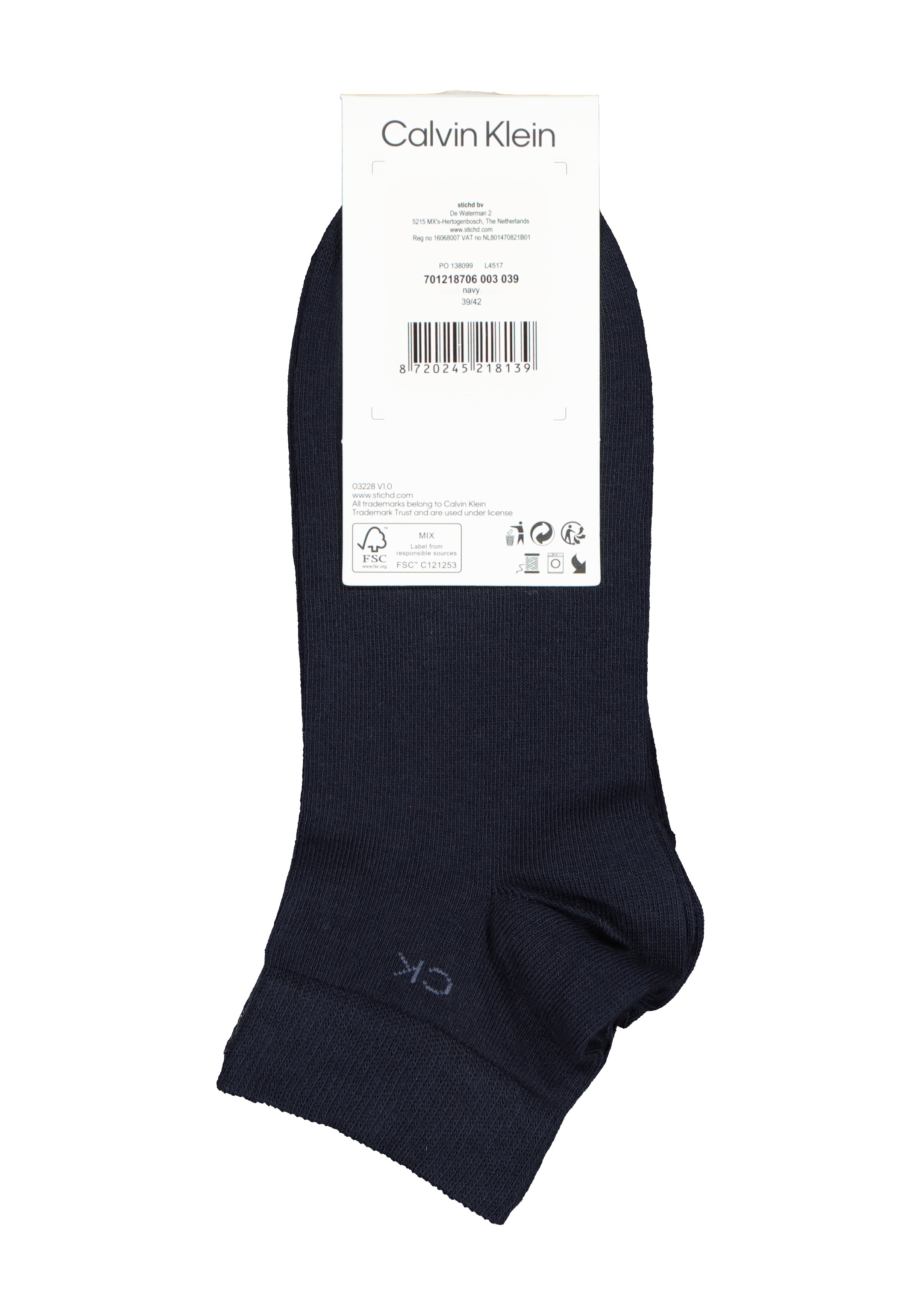 Calvin Klein herensokken Simon (2-pack), hoge enkelsokken, donkerblauw